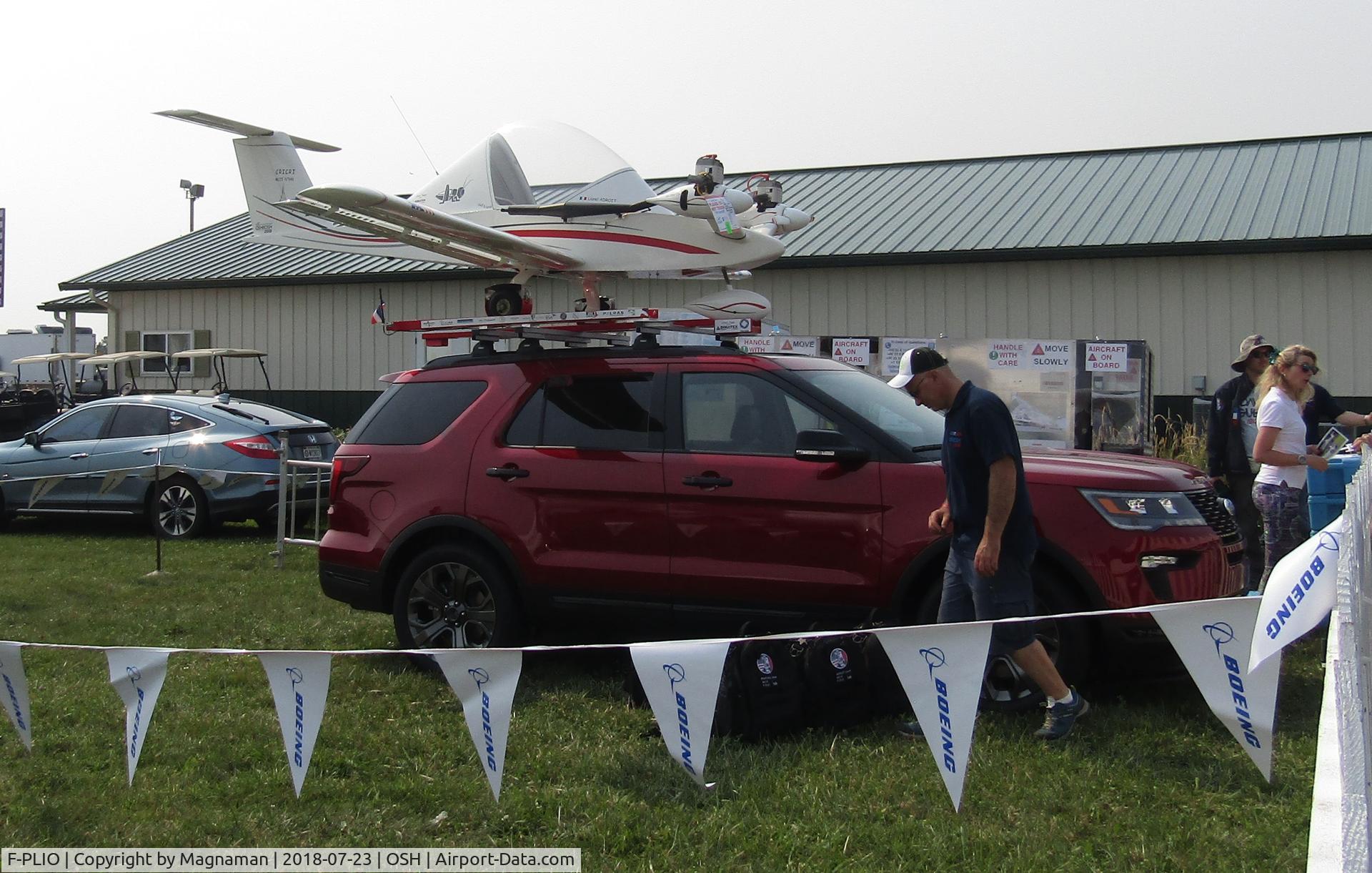 F-PLIO, 2011 Colomban MC-15 Cri-Cri (Cricket) C/N 646, on top of ford ranger