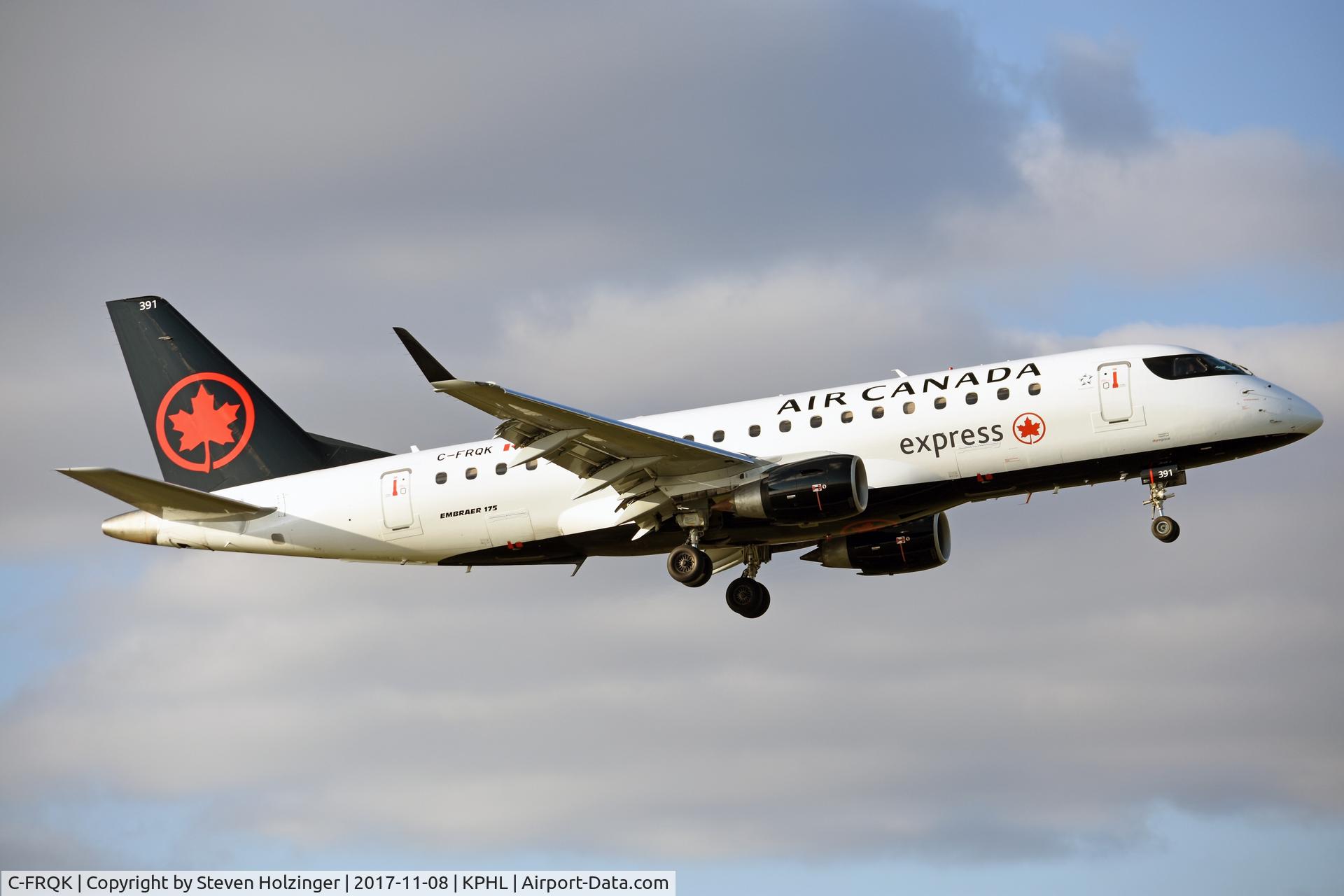C-FRQK, 2006 Embraer 175LR (ERJ-170-200LR) C/N 17000126, On short final to PHL.