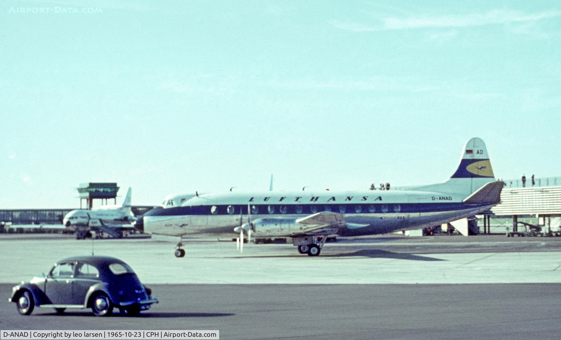 D-ANAD, 1958 Vickers Viscount 814 C/N 340, Copenhagen 23.10.1965