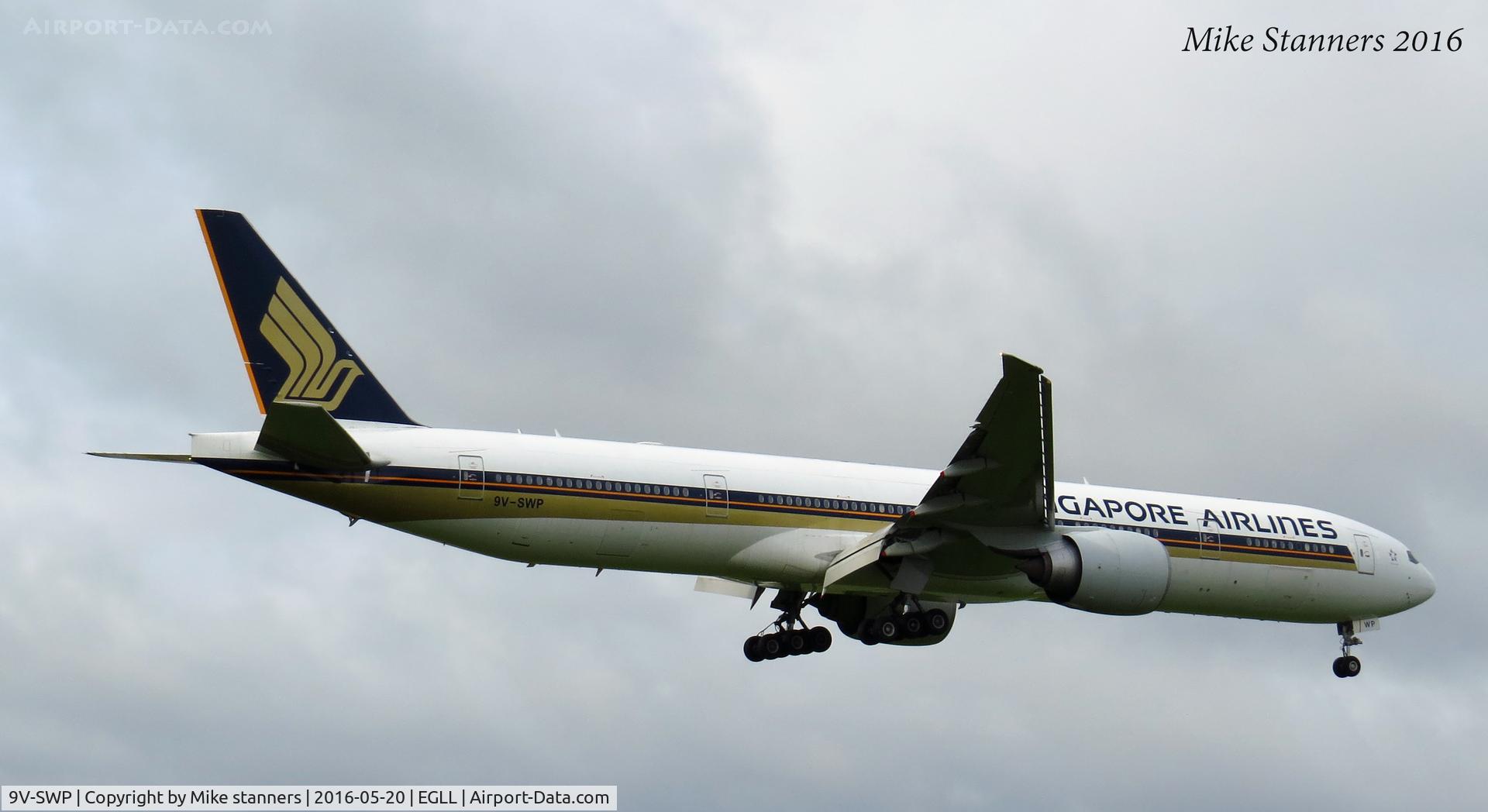 9V-SWP, 2008 Boeing 777-312/ER C/N 34581, Singapore Airlines B777 -312ER  landing runway 27R from SIN,LHR 20.5.16