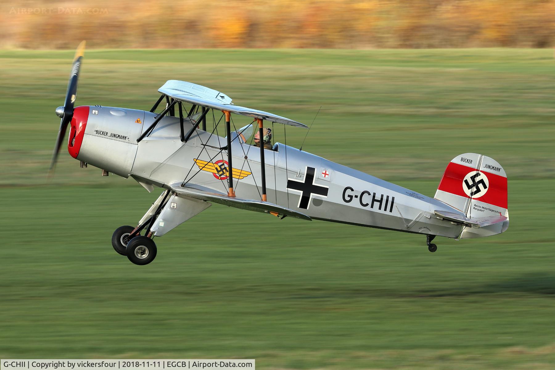 G-CHII, 1957 CASA 1-131E Jungmann C/N 1108, Landing at Barton on runway 26L