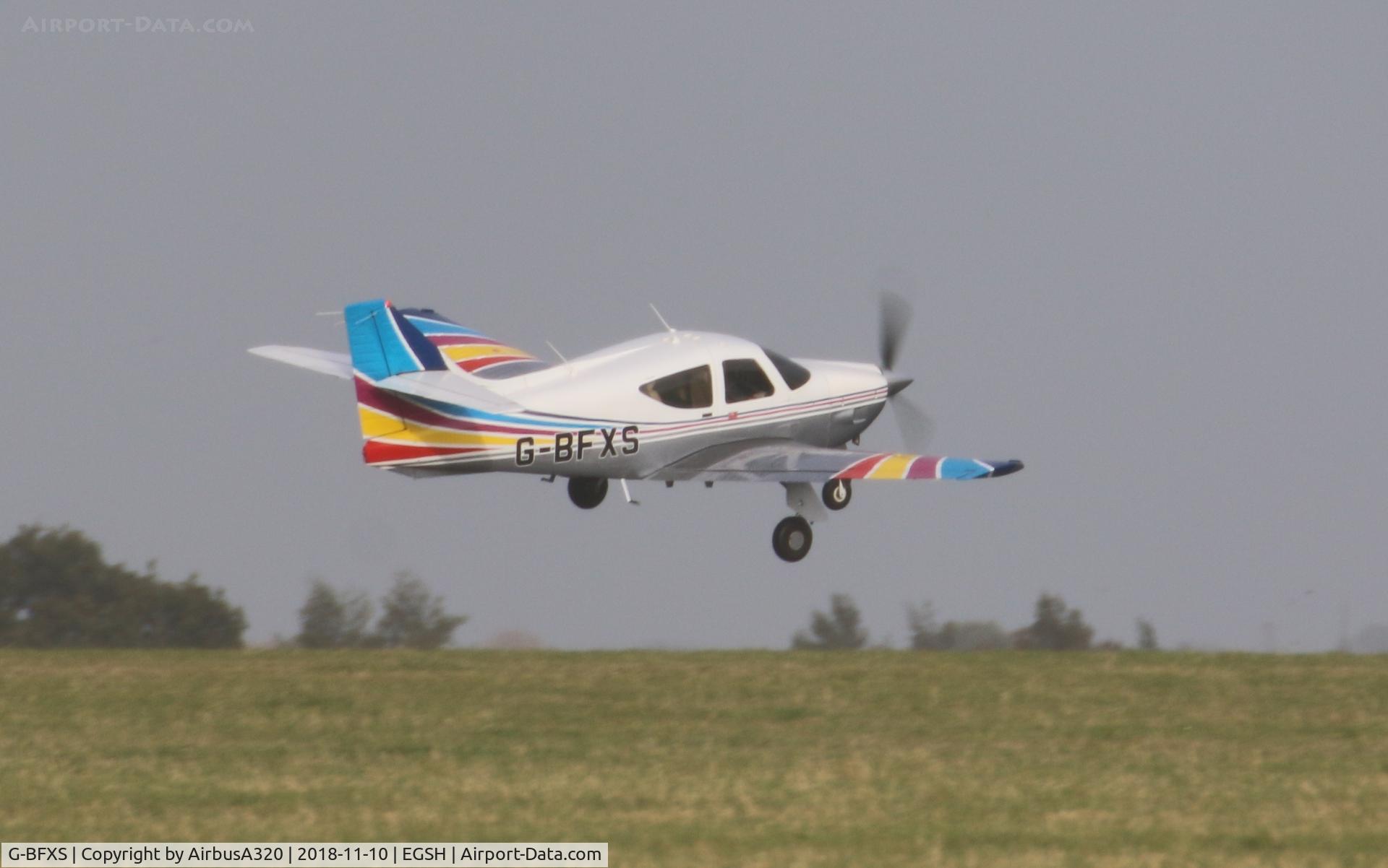 G-BFXS, 1977 Rockwell Commander 114 C/N 14271, Windy departure from Rwy 09