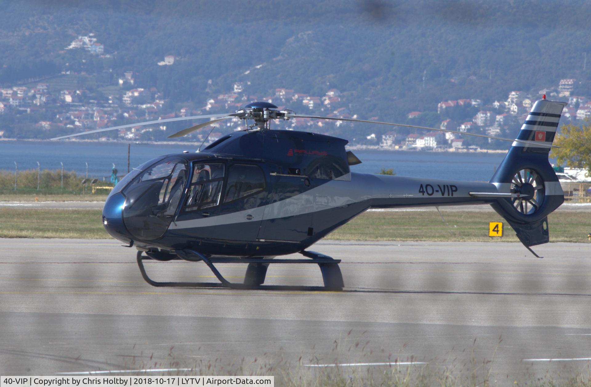 40-VIP, 2008 Eurocopter EC-120B Colibri C/N 1203, Parked at Tivat Airport