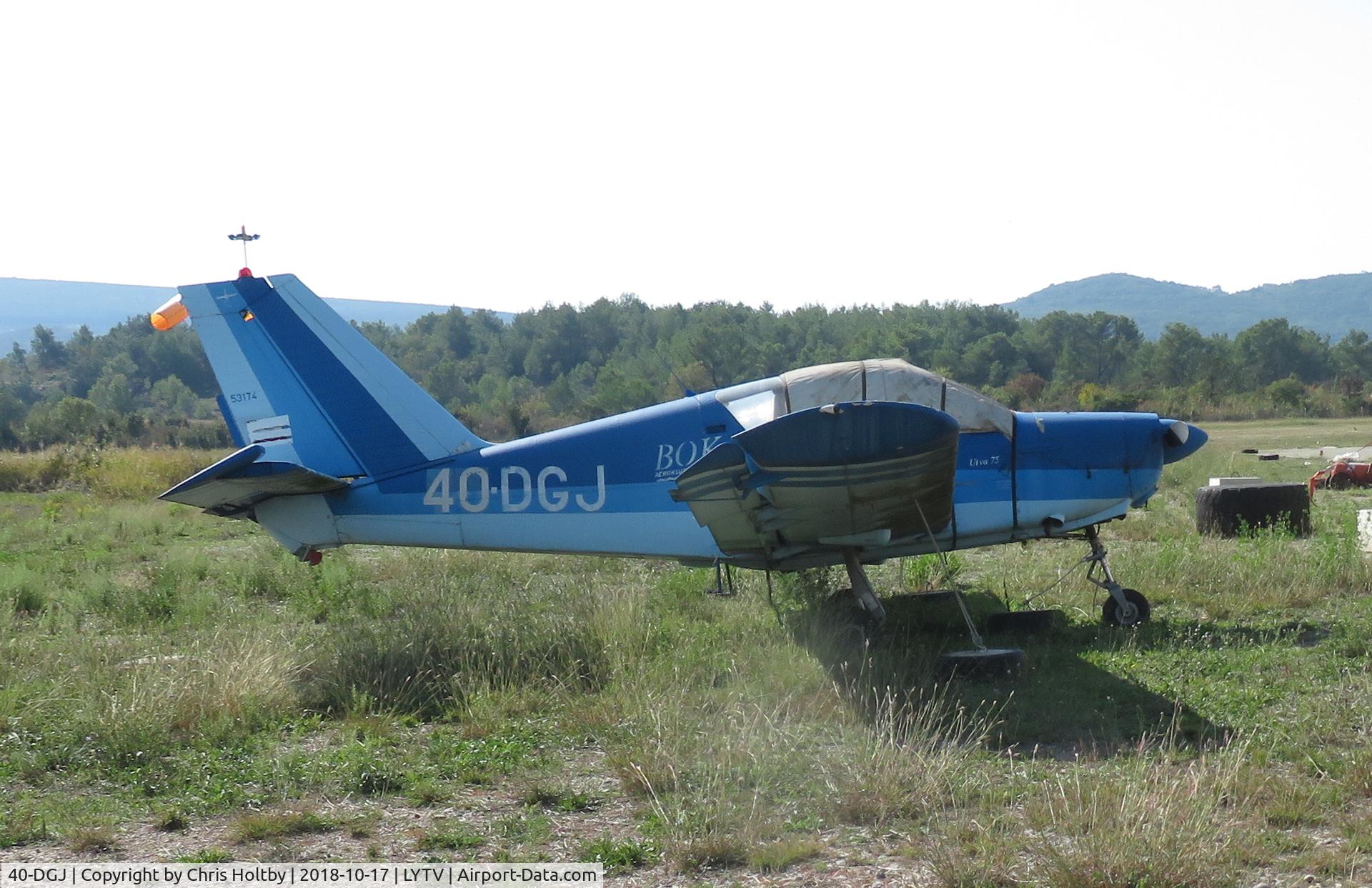 40-DGJ, 1983 Utva 75 C/N 53174, Parked outside behind hangar and deteriorating.