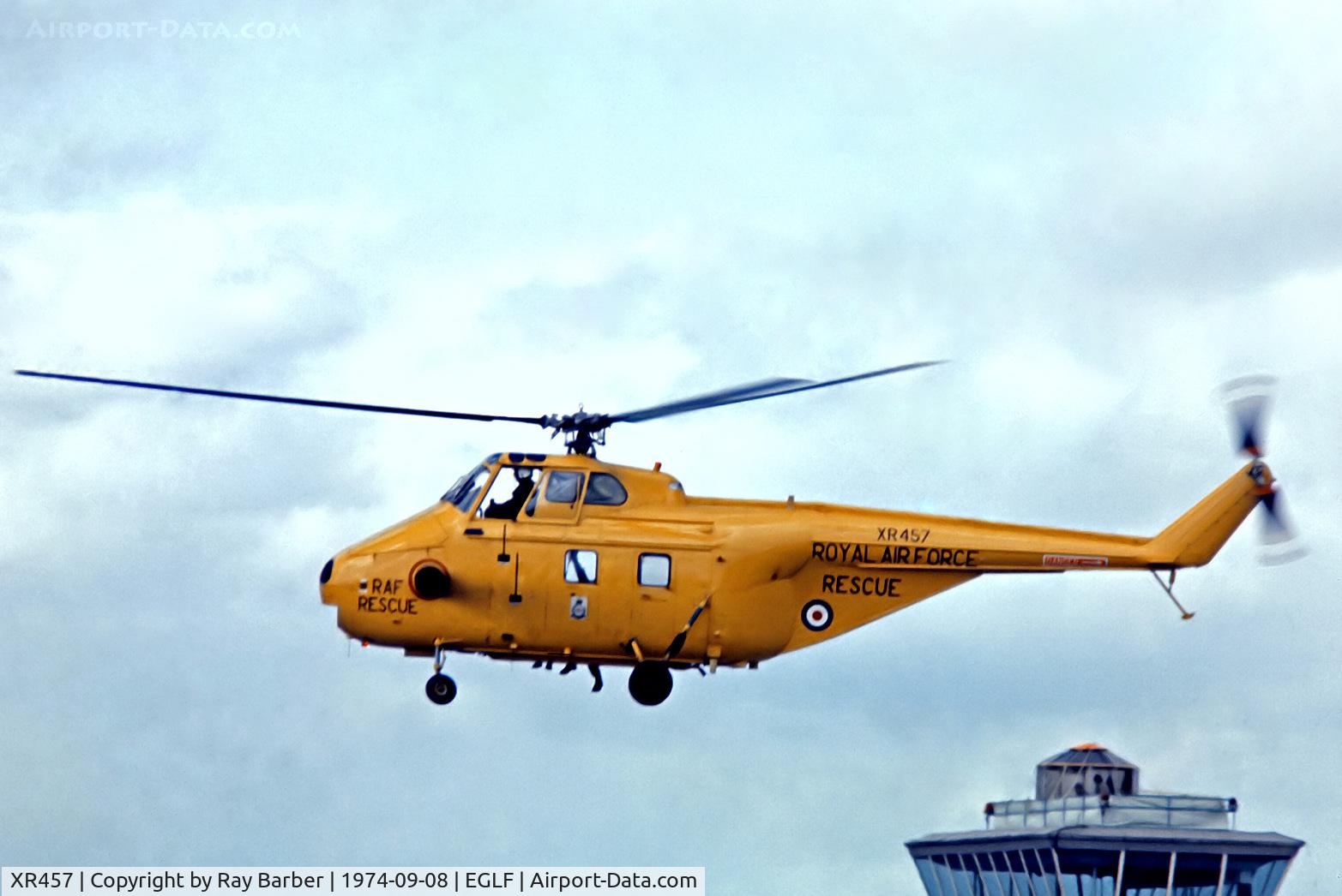 XR457, 1962 Westland Whirlwind HAR.10 C/N WA.407, XR457   Westland WS.55 Whirlwind HAR.10 [WA.407] (Royal Air Force) Farnborough~G 08/09/1974