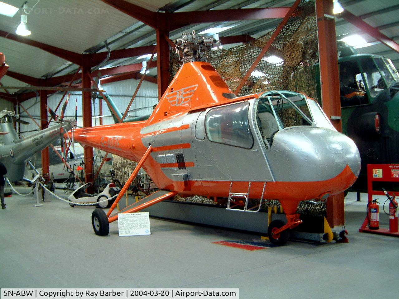 5N-ABW, 1957 Westland S.51 Widgeon Series 2 C/N WA/H/141, 5N-ABW   (G-AOZE) Westland WS.51 Mk.2 Widgeon Srs.2 [WA/H/141] (The Helicopter Museum) Weston-super-Mare~G 20/03/2004 Former marks where G-AOZE