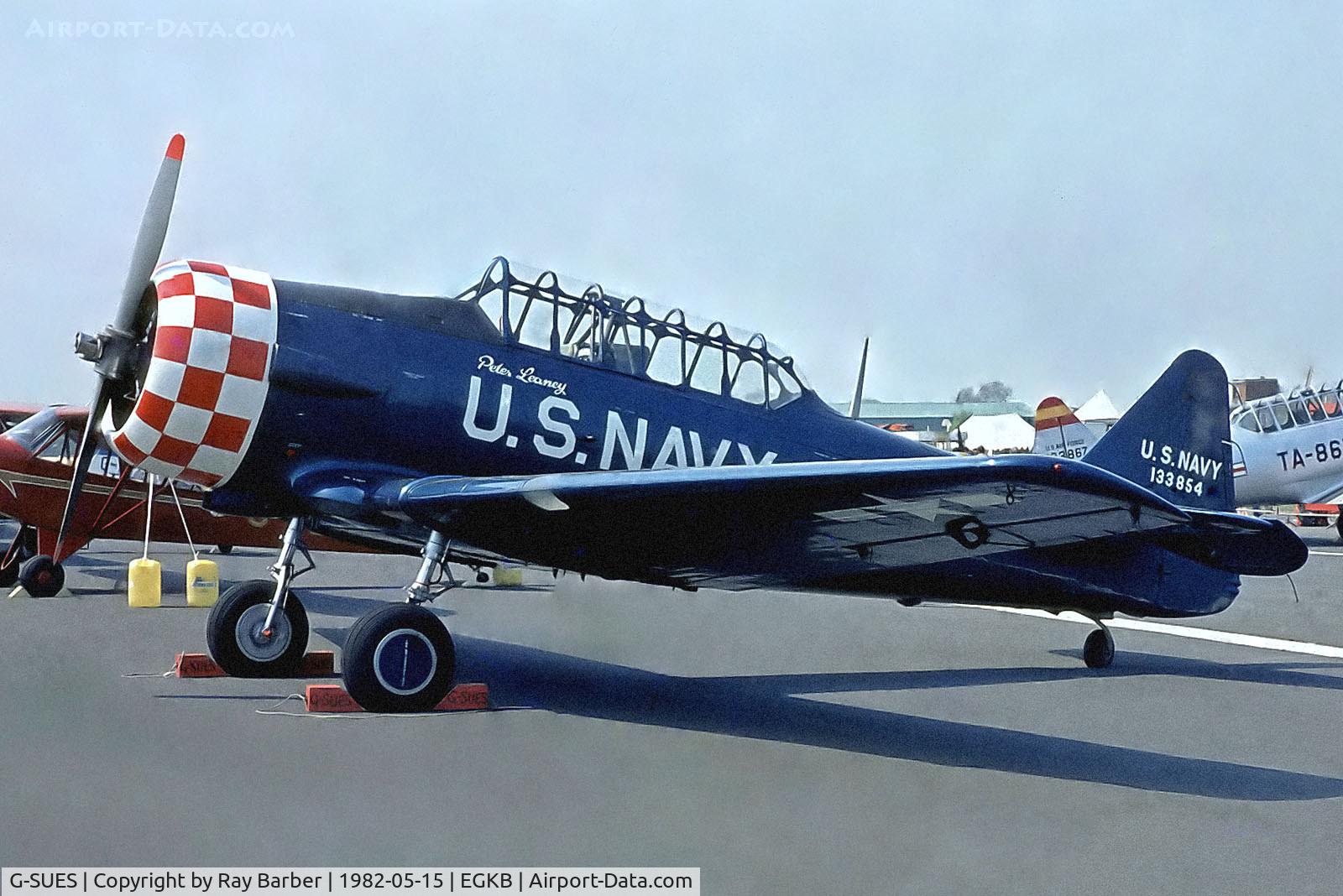 G-SUES, 1941 North American AT-6D Harvard III C/N 88-14552 (41-33854), G-SUES   (41-33854) North American AT-6D Harvard III [88-14552] Biggin Hill~G 15/05/1982. From a slide.