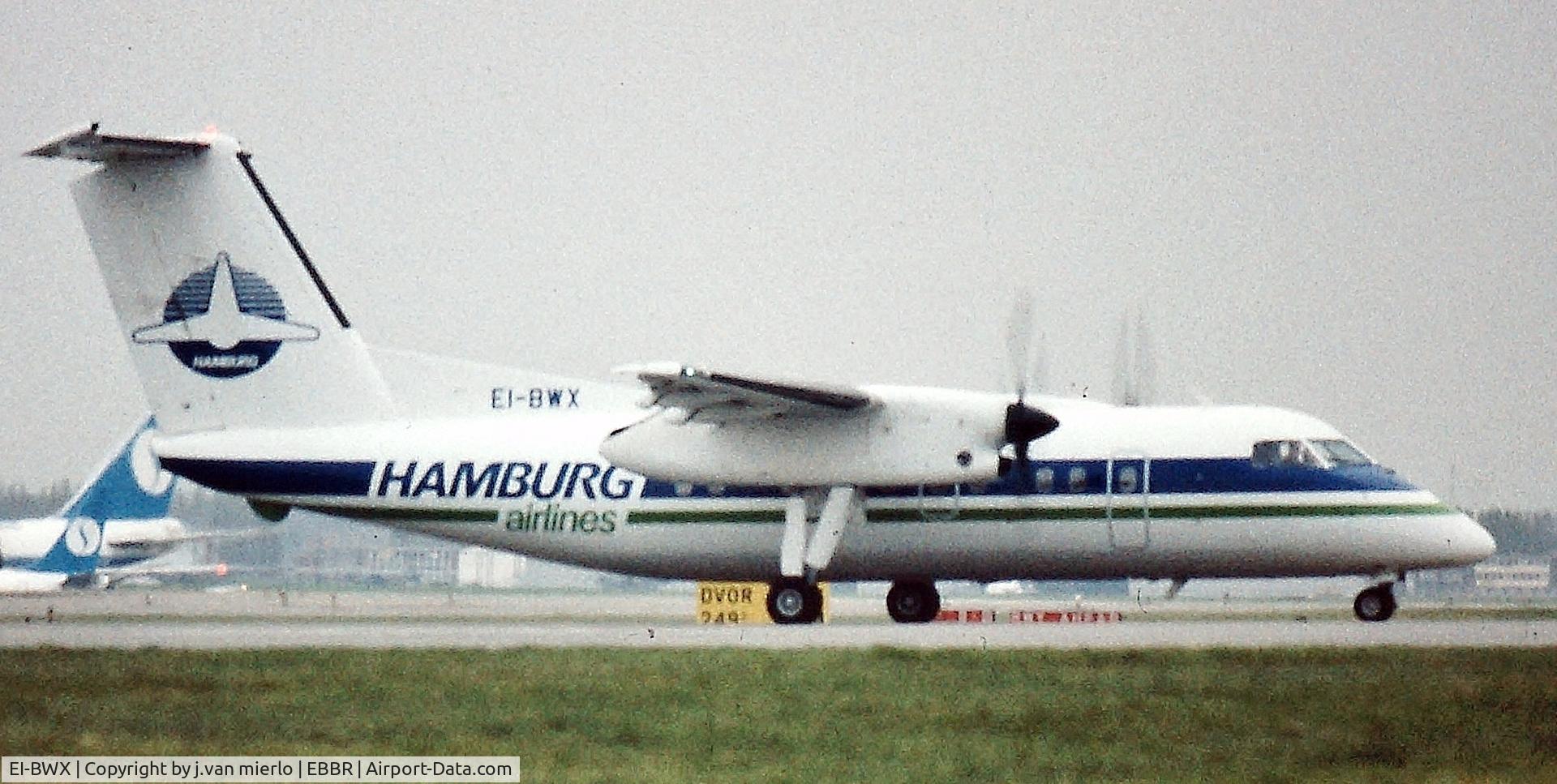 EI-BWX, 1988 De Havilland Canada DHC-8-102 Dash 8 C/N 113, awaiting T/O clearance rwy 02 at Brussels, Belgium