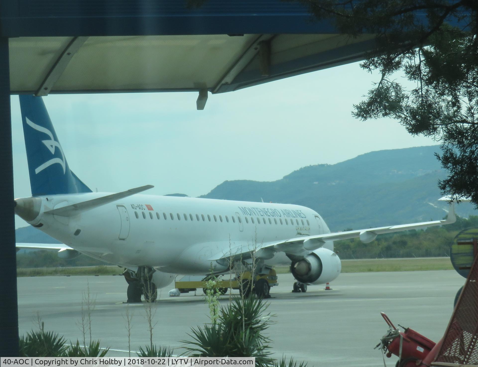 40-AOC, 2010 Embraer 195LR (ERJ-190-200LR) C/N 19000358, At Tivat Airport