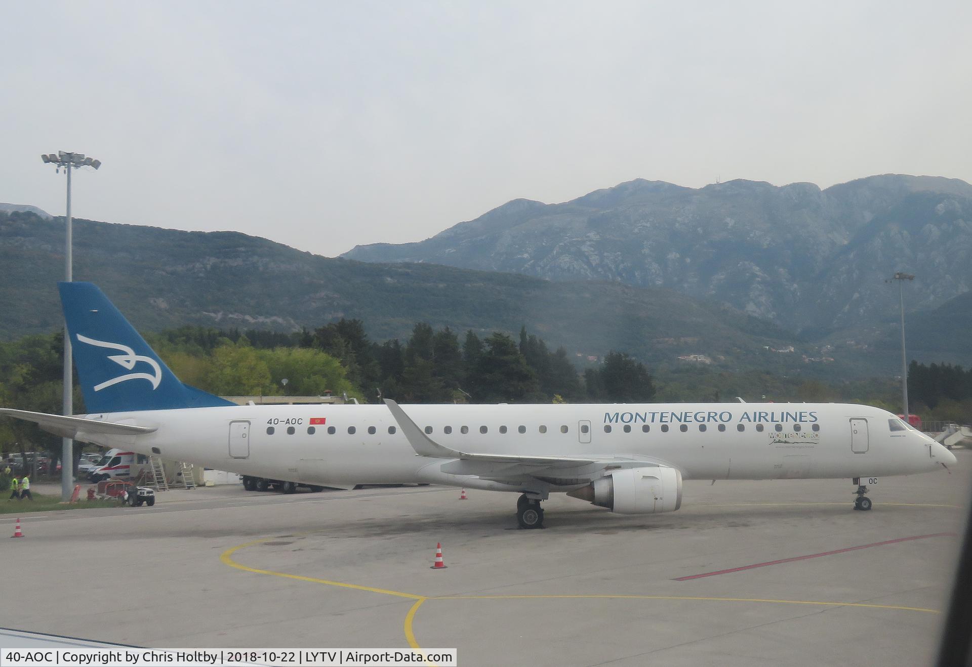 40-AOC, 2010 Embraer 195LR (ERJ-190-200LR) C/N 19000358, At Tivat Airport