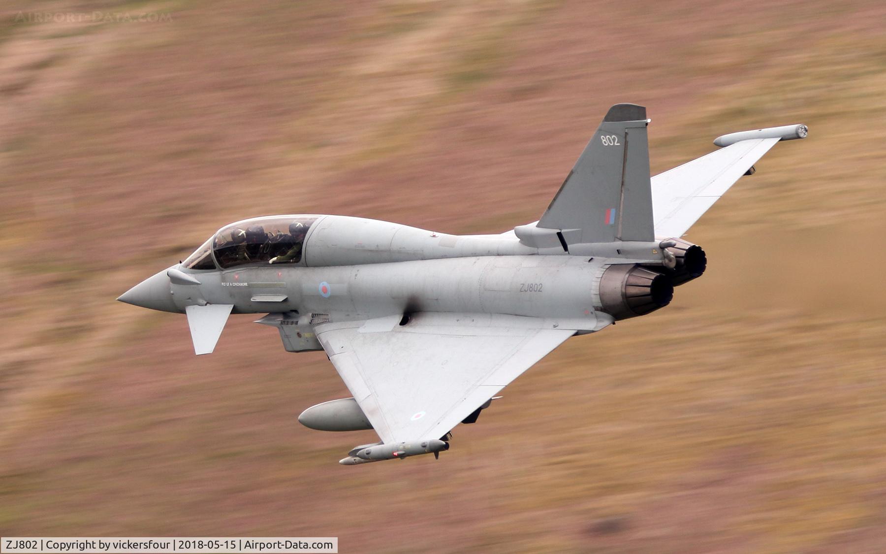 ZJ802, 2003 Eurofighter EF-2000 Typhoon T3 C/N BT003/011, LFA17. M6 Pass, Cumbria. Typhoon T3 coded 802, based at Coningsby.