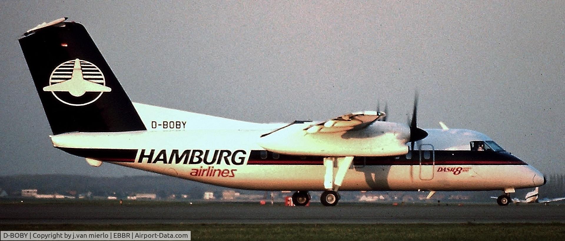 D-BOBY, 1989 De Havilland Canada DHC-8-102 Dash 8 C/N 177, Holding awaiting  t/o clearance rwy 02 Brussels