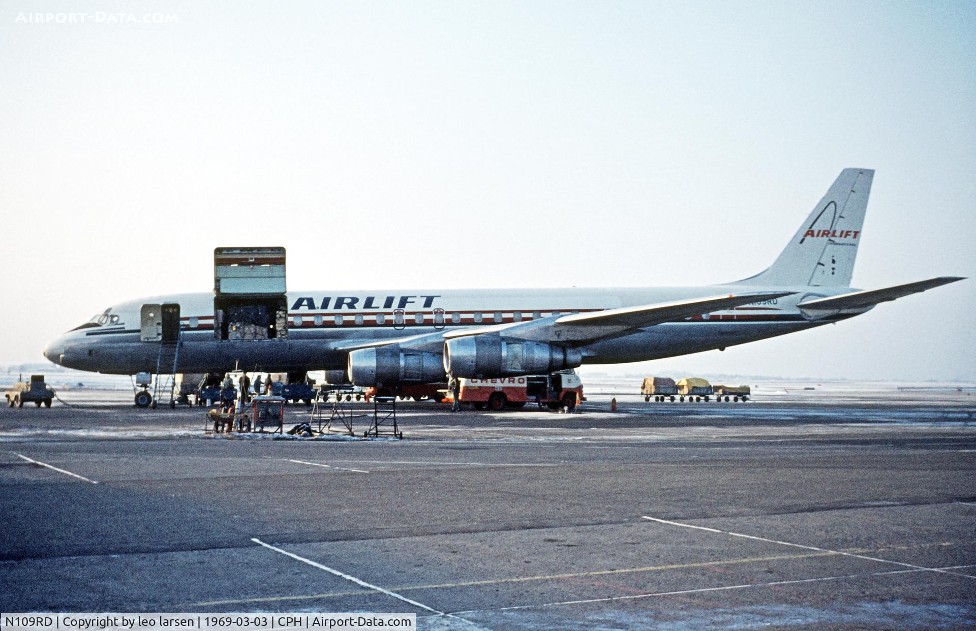 N109RD, 1964 Douglas DC-8F-54 C/N 45674, Copenhagen 3.3.1969