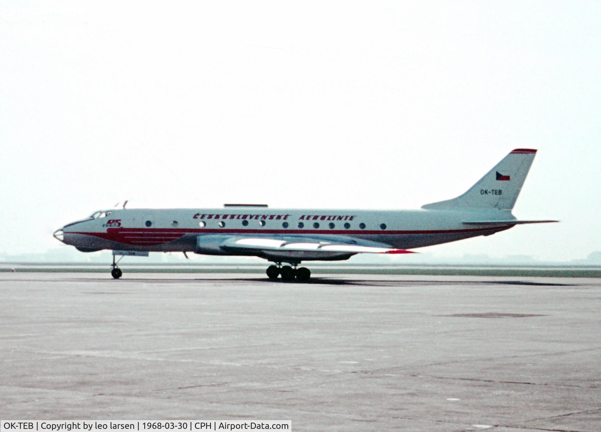 OK-TEB, 1964 Tupolev Tu-124V C/N 4351504, Copenhagen 30.3.1968