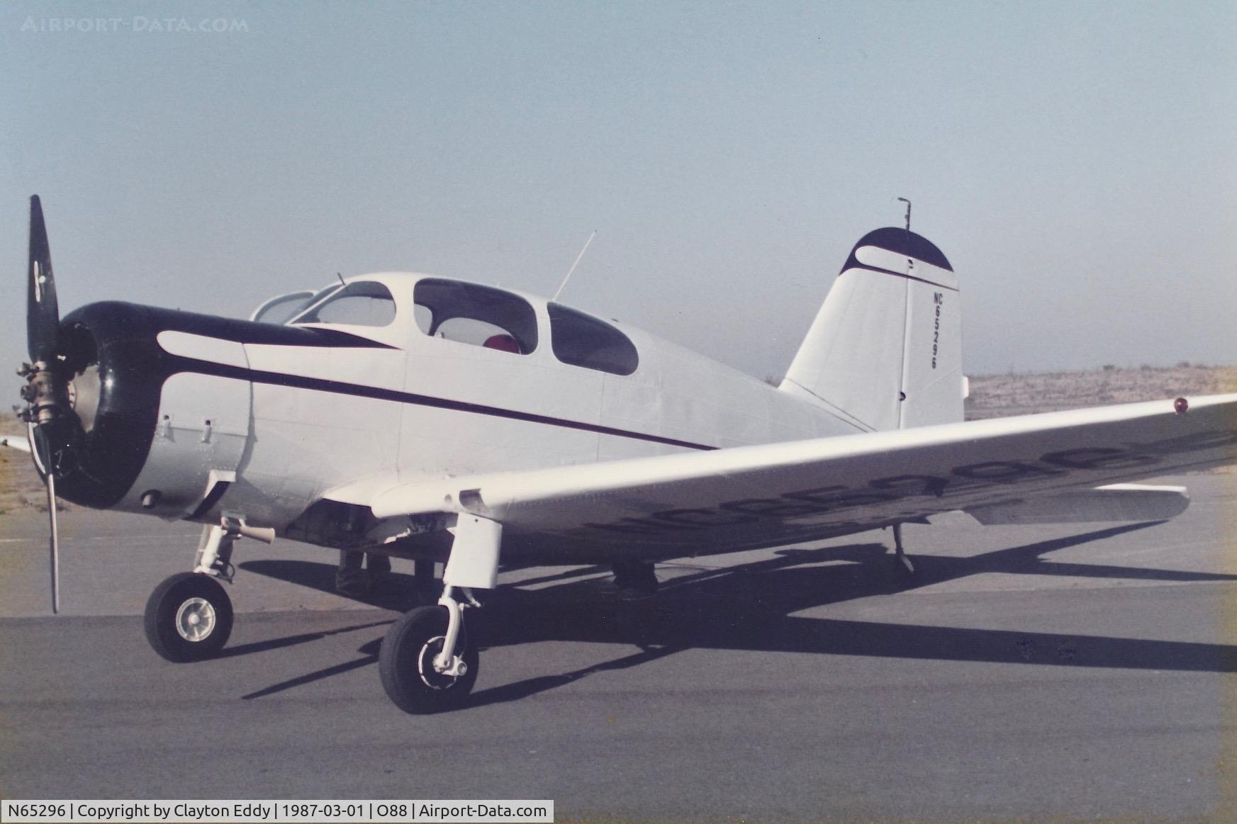 N65296, 1940 Harlow PJC-2 C/N 7, Old Rio Vista Airport California 3-87.