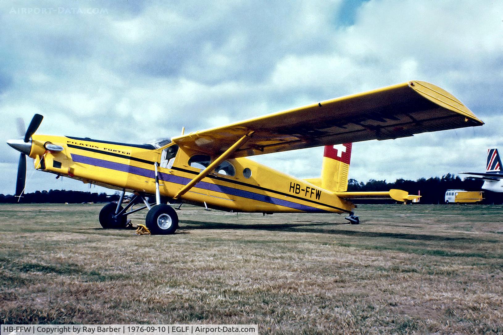 HB-FFW, Pilatus PC-6 Turbo Porter C/N 735, HB-FFW   Pilatus PC-6B2-H4 Turbo Porter [735] (Pilatus) Farnborough~G 10/09/1976
