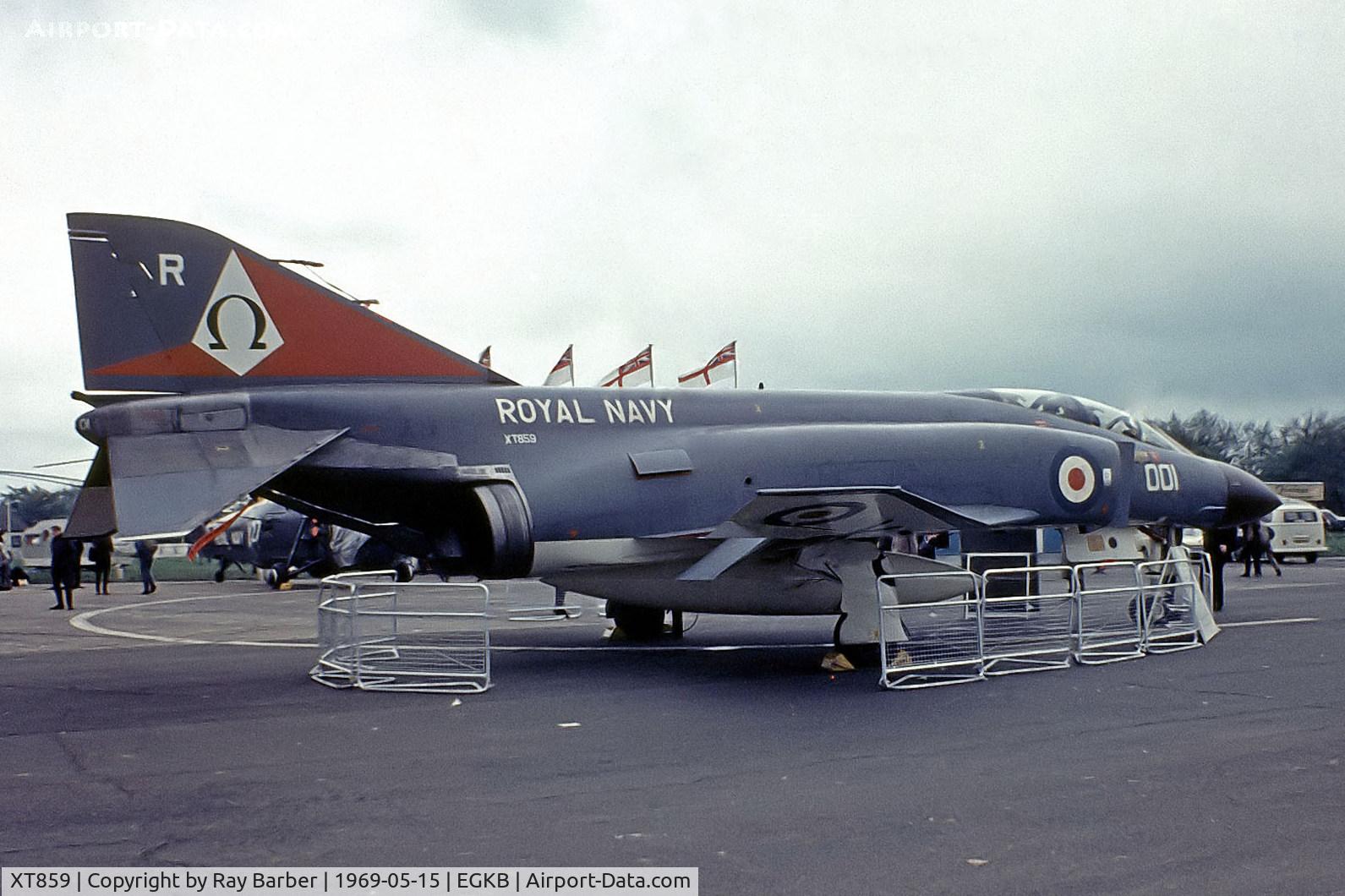 XT859, 1968 McDonnell Douglas Phantom FG1 C/N 2279, XT859   McDonnell-Douglas F-4K FGR.1 Phantom II [2928] (Royal Navy) Biggin Hill~G @ 15/05/1969. From a slide.