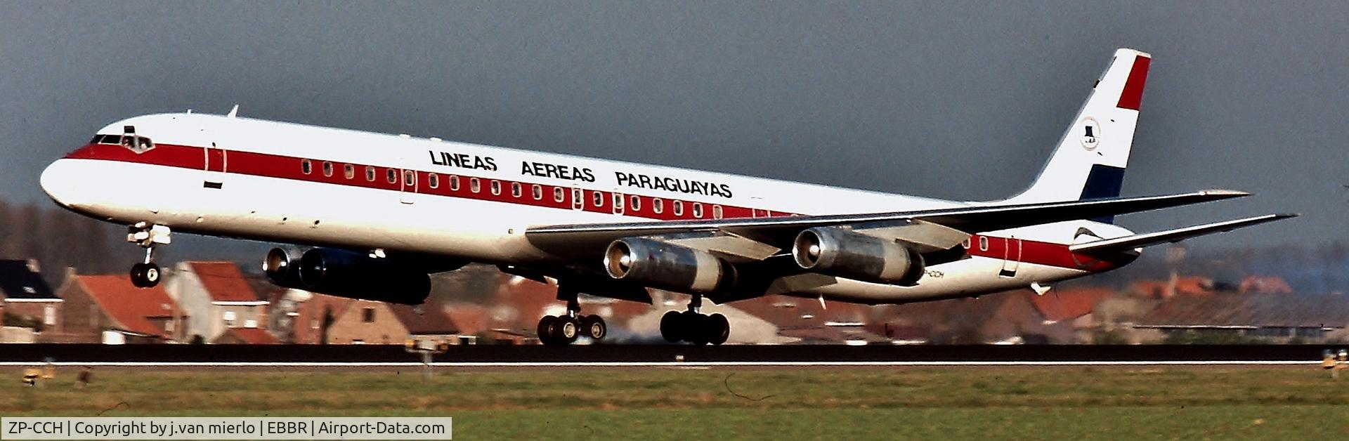 ZP-CCH, 1970 Douglas DC-8-63 C/N 46115, landing EBBR 25l