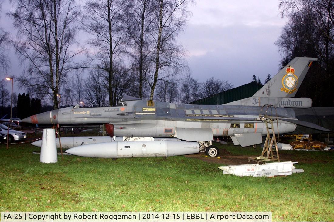 FA-25, SABCA F-16A Fighting Falcon C/N 6H-25, Preserved.Fuselage FA-38.Tail FA-25 349 SQD 50 YEARS.