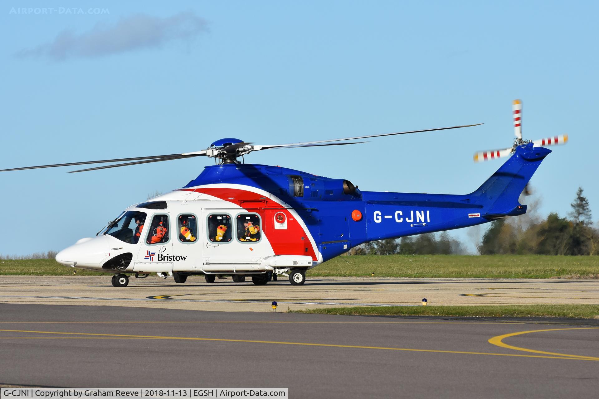 G-CJNI, 2014 AgustaWestland AW-139 C/N 41374, Just landed at Norwich.