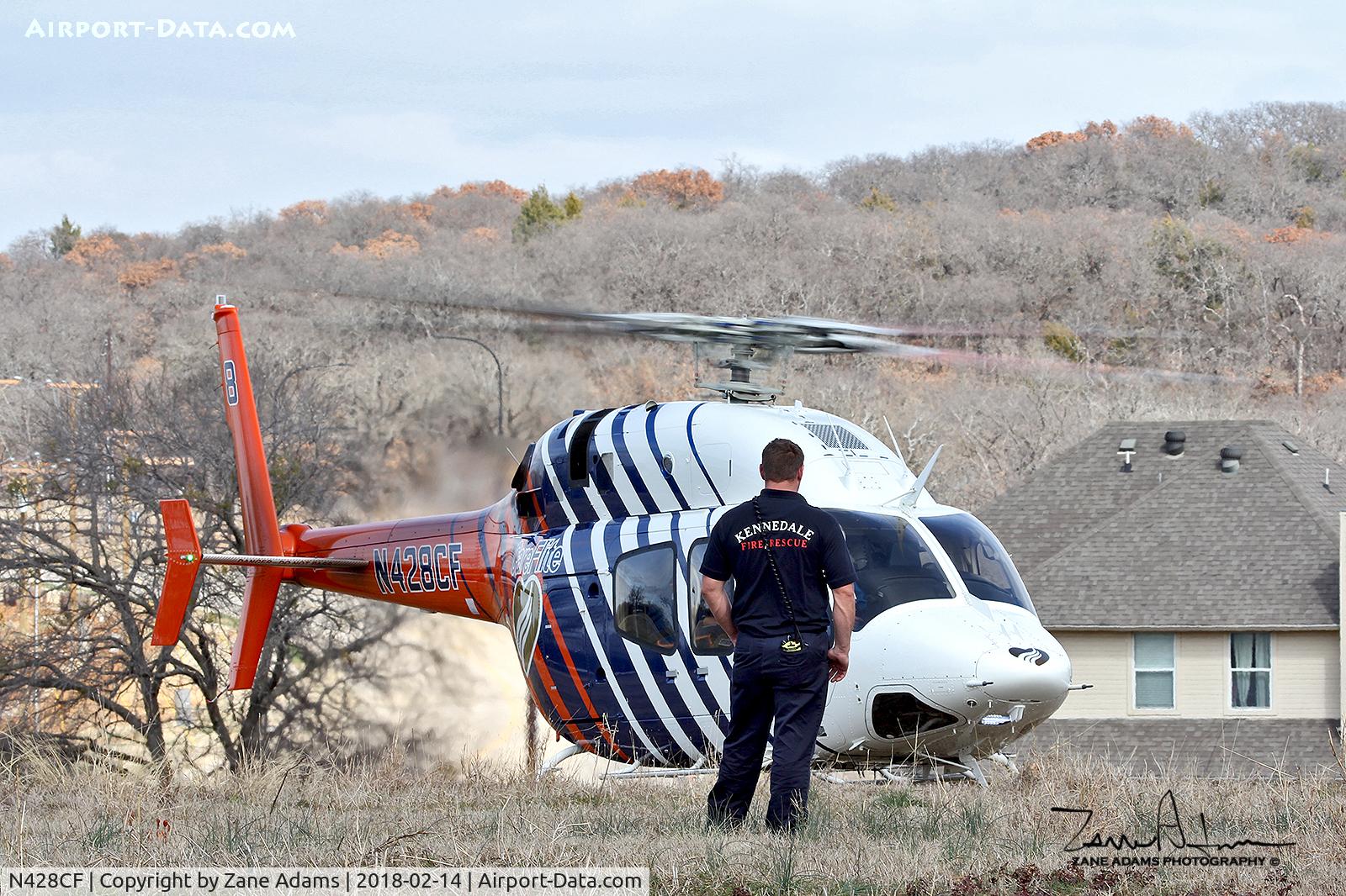 N428CF, 2014 Bell 429 GlobalRanger C/N 57228, CareFlite Helicopter at off field pickup site - Kennedale, TX