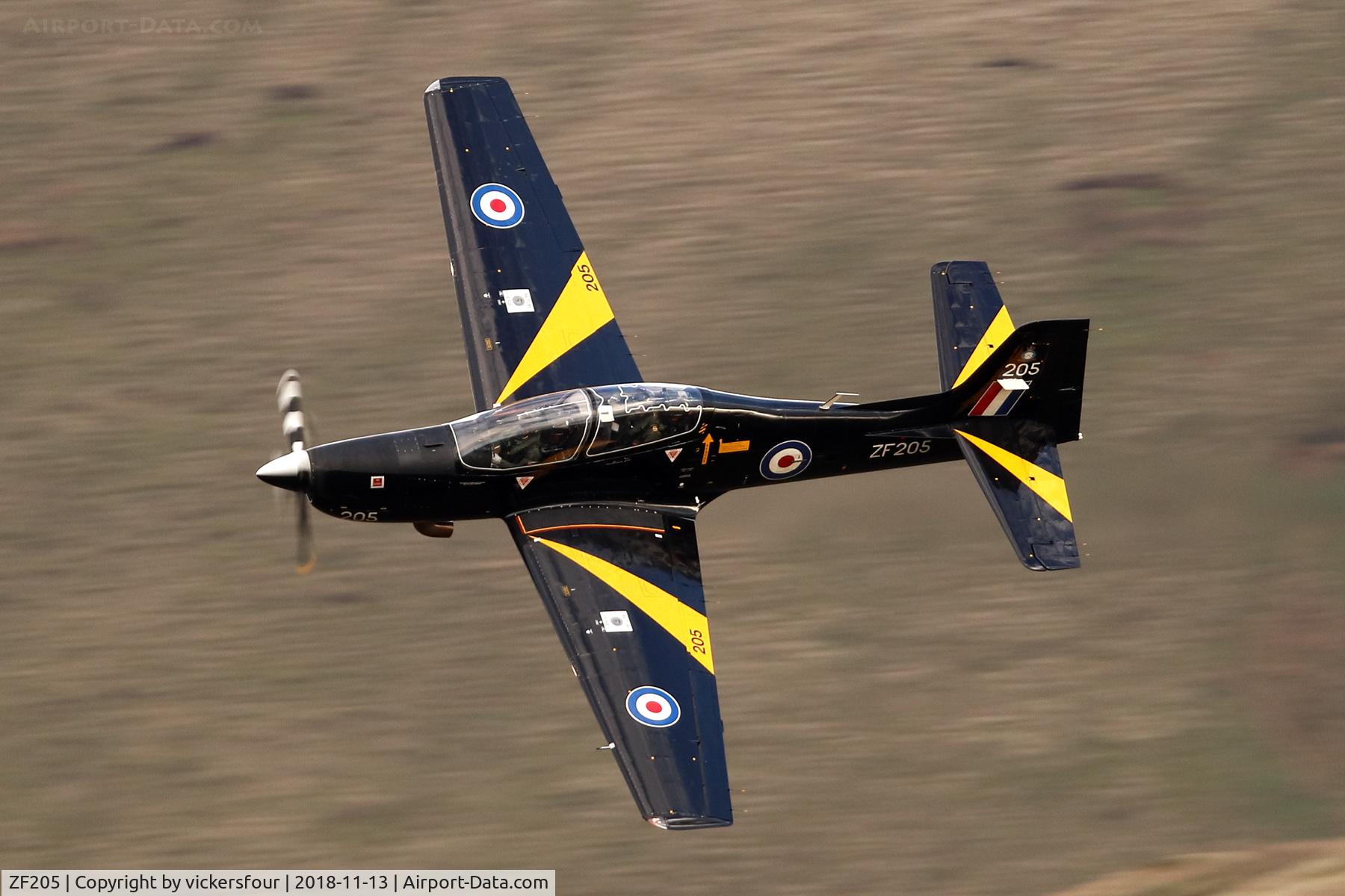 ZF205, 1989 Short S-312 Tucano T1 C/N S030/T30, LFA17. M6 Pass, Cumbria. Callsign Galleon 2.