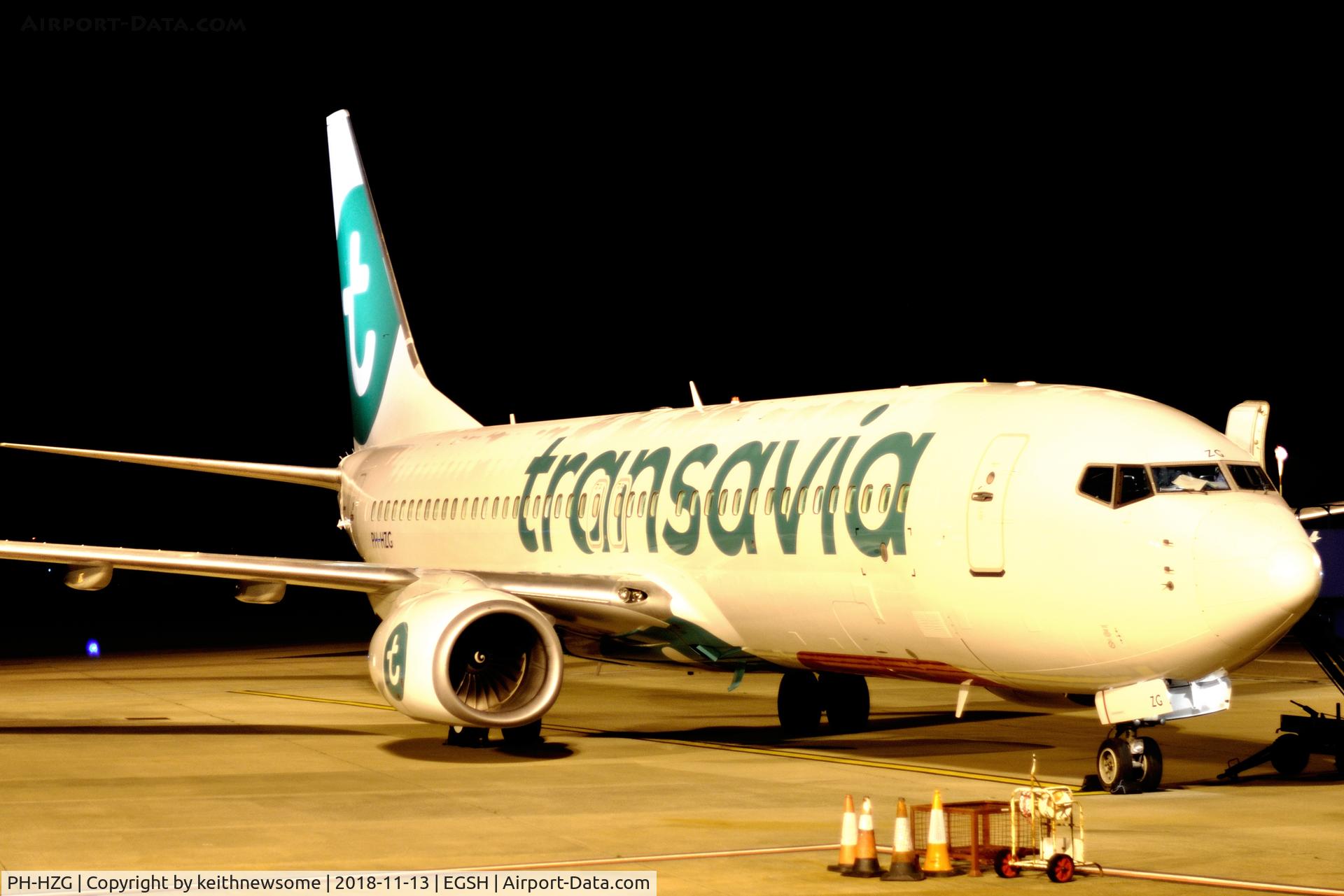 PH-HZG, 2000 Boeing 737-8K2 C/N 28379, Leaving Norwich for Amsterdam with later colour scheme.