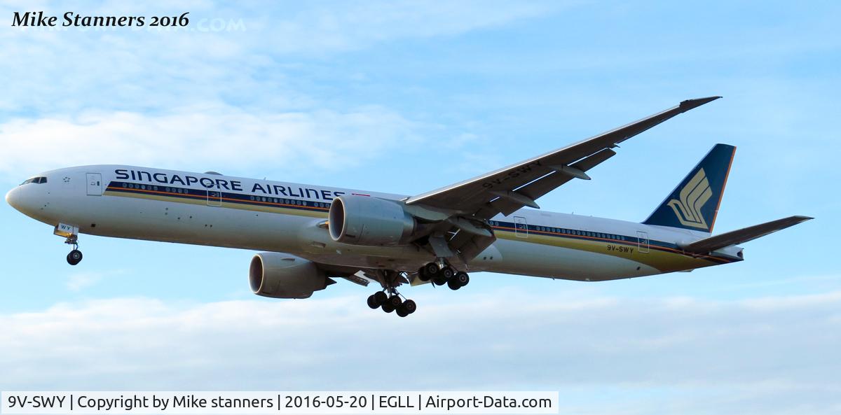 9V-SWY, 2014 Boeing 777-312/ER C/N 42238, Singapore Airlines B777 -312ER Landing runway 27L From SIN,LHR 20.5.16