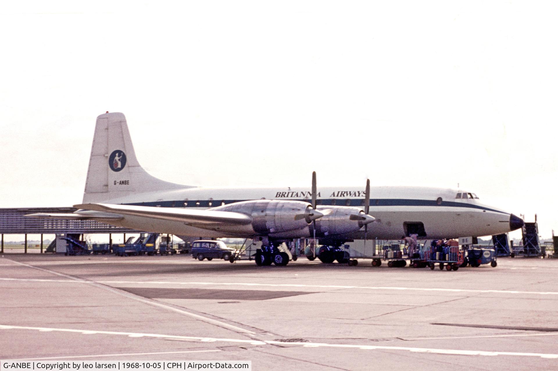 G-ANBE, 1956 Bristol 175 Britannia 102 C/N 12906, Copenhagen 5.10.1968