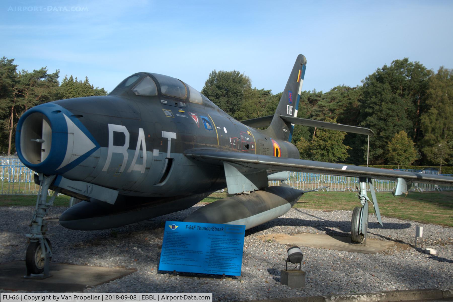 FU-66, Republic F-84F-61-RE Thunderstreak C/N Not found (53-6679/FU-66), Belgian Air Force F-84F Thunderstreak on display at Kleine Brogel air base
