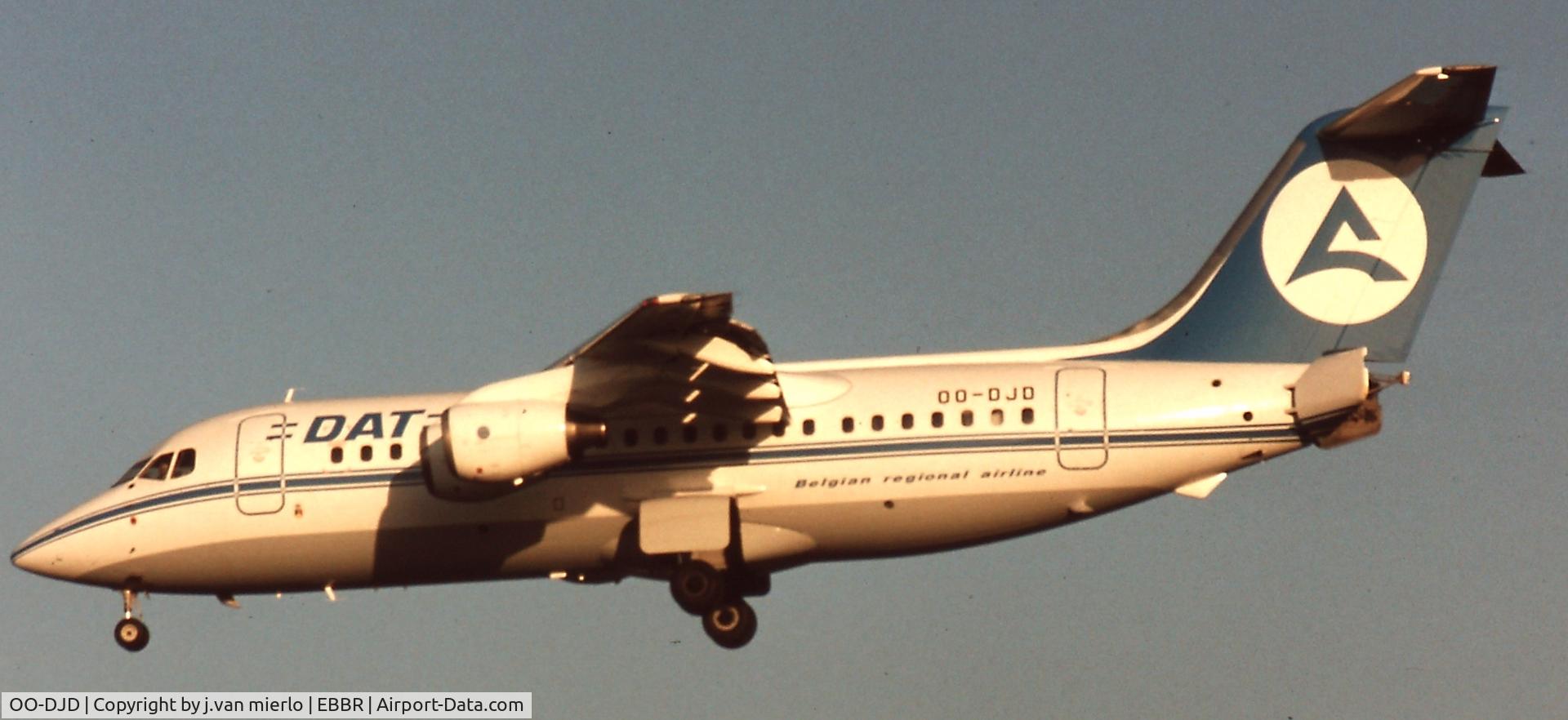 OO-DJD, 1987 British Aerospace BAe.146-200 C/N E2077, landing EBBR 25L