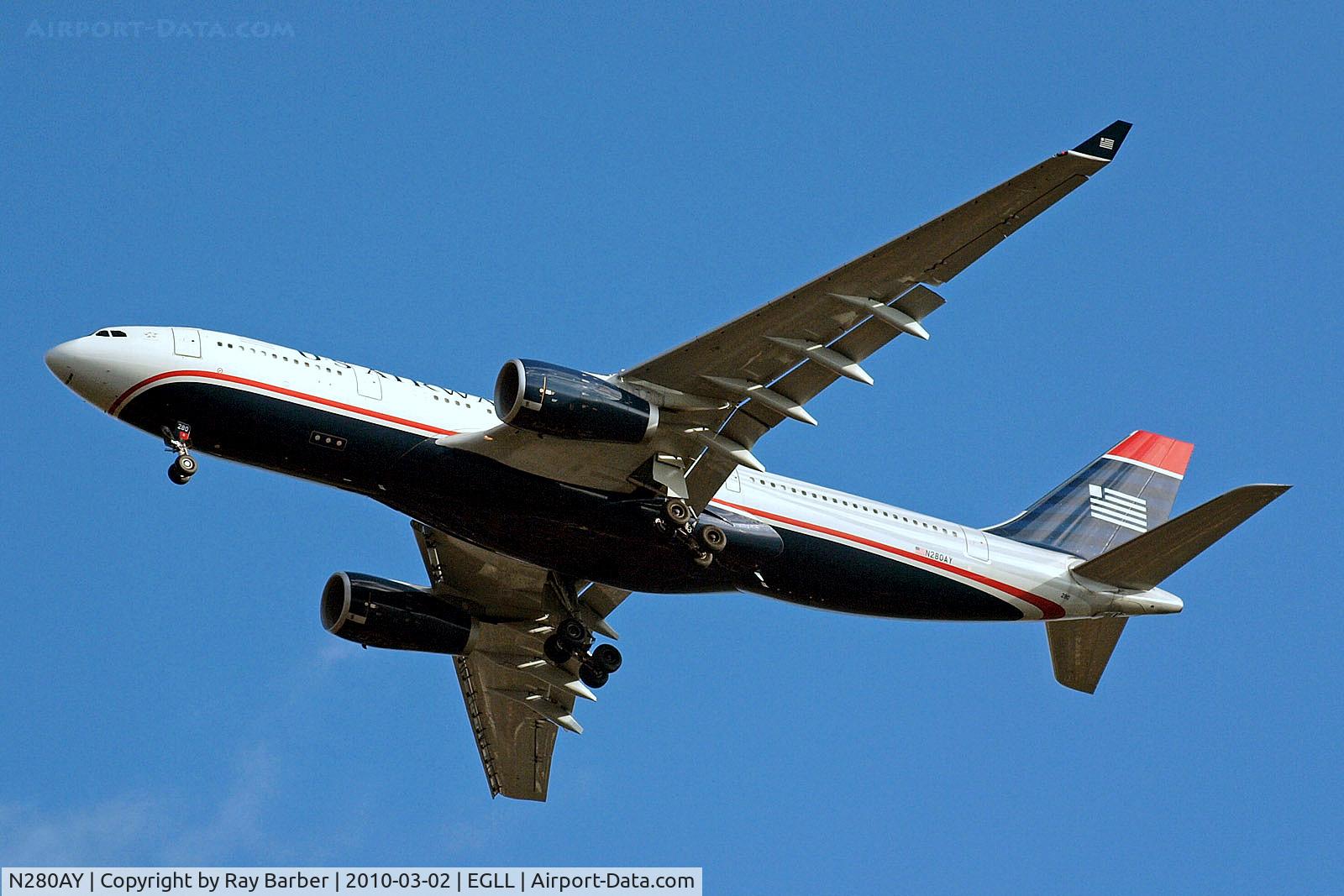 N280AY, 2009 Airbus A330-243 C/N 1022, N280AY   Airbus A330-243 [1022] (US Airways) Home~G 02/03/2010. On approach 27R.