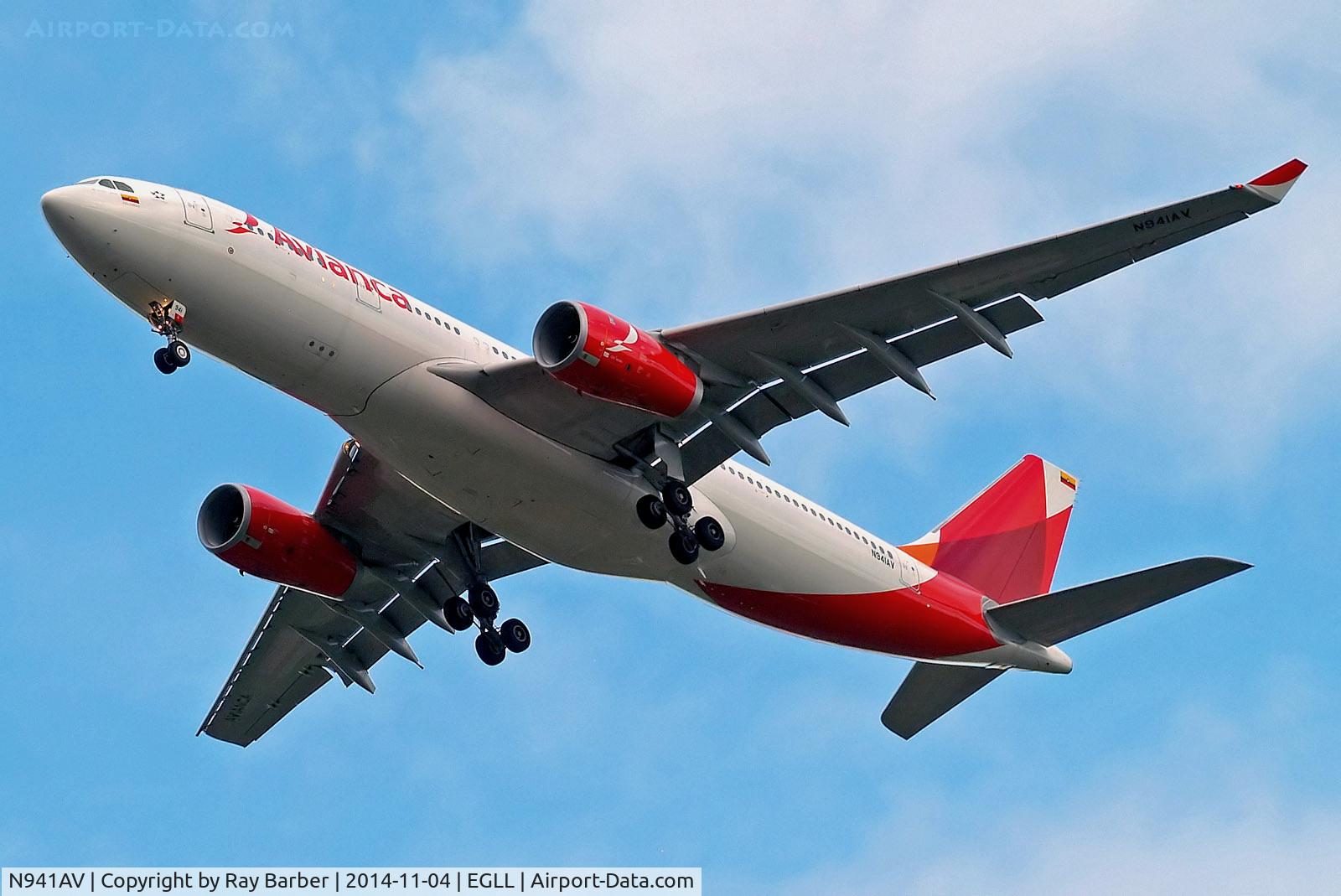 N941AV, 2013 Airbus A330-243 C/N 1492, N941AV   Airbus A330-243 [1492] (Avianca) Home~G 04/11/2014. On approach 27R.