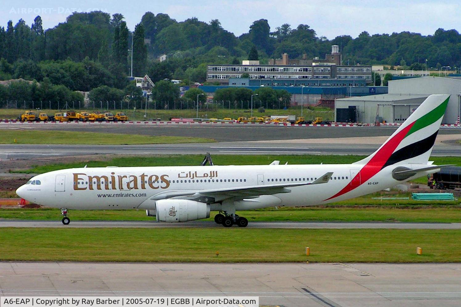 A6-EAP, 2003 Airbus A330-243 C/N 509, A6-EAP   Airbus A330-243 [525] (Emirates Airlines) Birmingham Int'l~G 19/07/2005