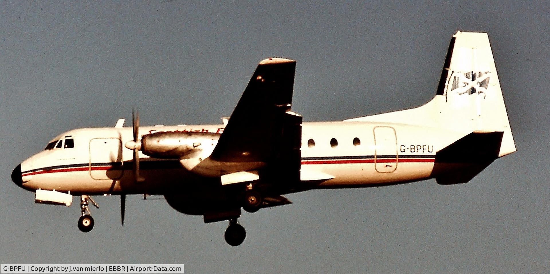 G-BPFU, 1977 Hawker Siddeley HS.748 Series 2A C/N 1757, Landing EBBR 25L