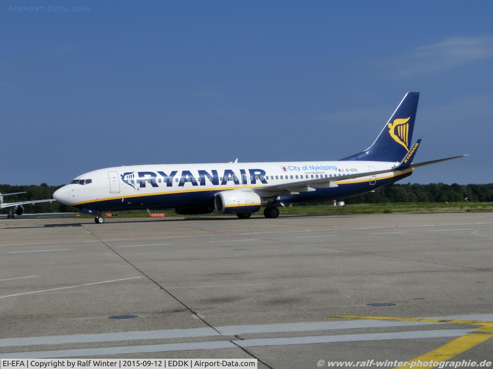 EI-EFA, 2009 Boeing 737-8AS C/N 35005, Boeing 737-8AS(W) - FR RYR Ryanair 'City of Nykoping' - 35005 - EI-EFA - 12.09.2015 - CGN
