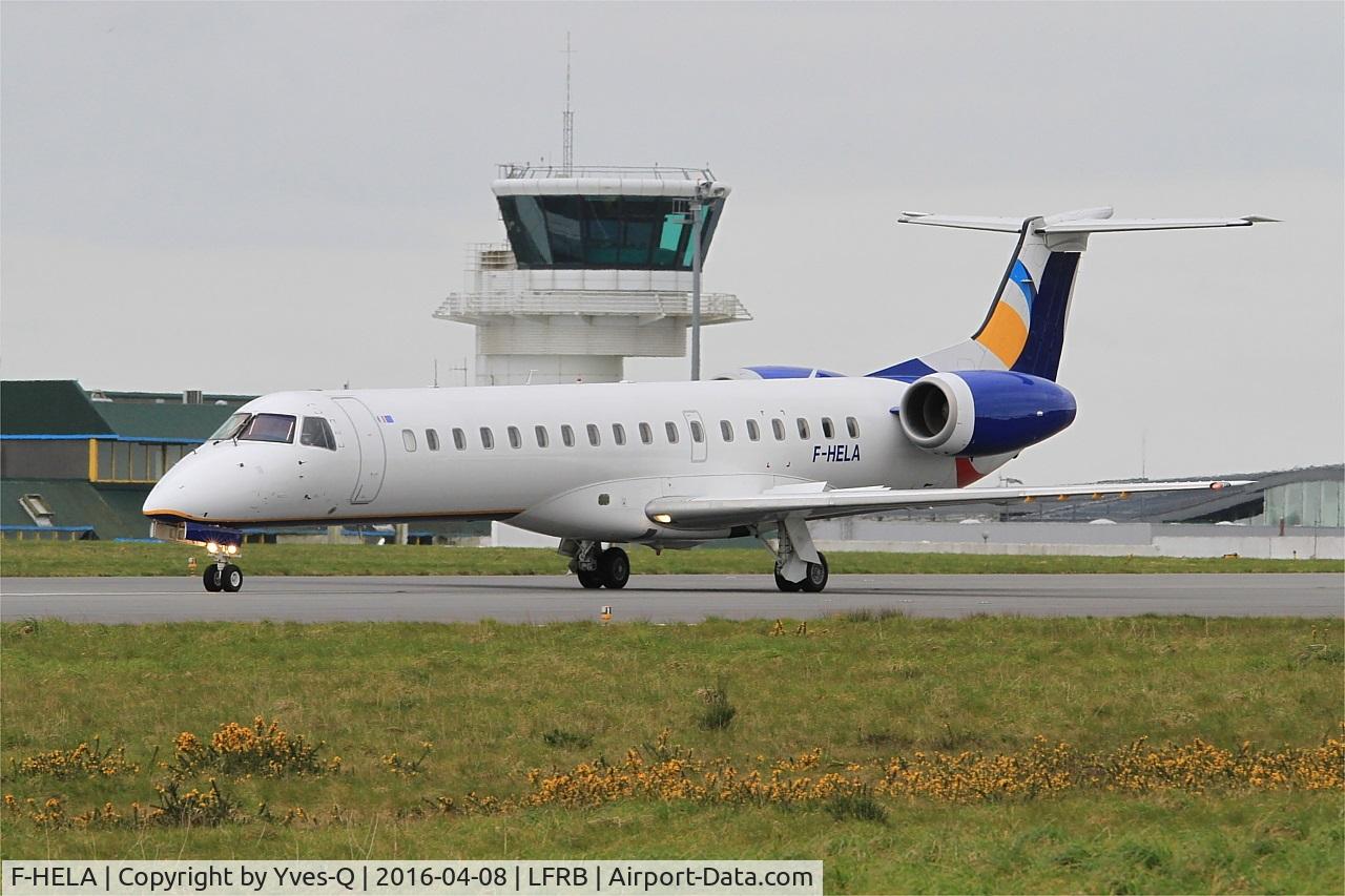 F-HELA, 1999 Embraer EMB-145EU (ERJ-145EU) C/N 145167, Embraer ERJ-145EU, Taxiing to holding point rwy 25L, Brest-Bretagne airport (LFRB-BES)