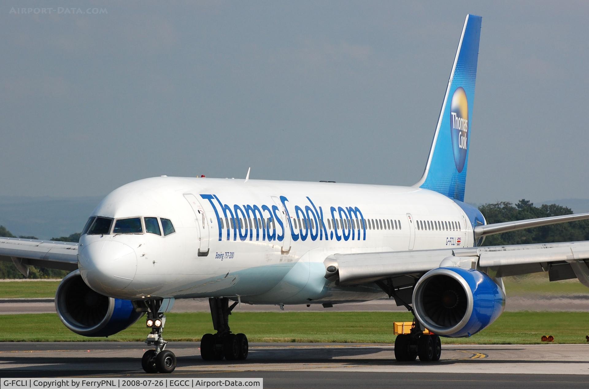 G-FCLI, 1995 Boeing 757-28A C/N 26275, Thomas Cook B752 leaving the runway after landing.