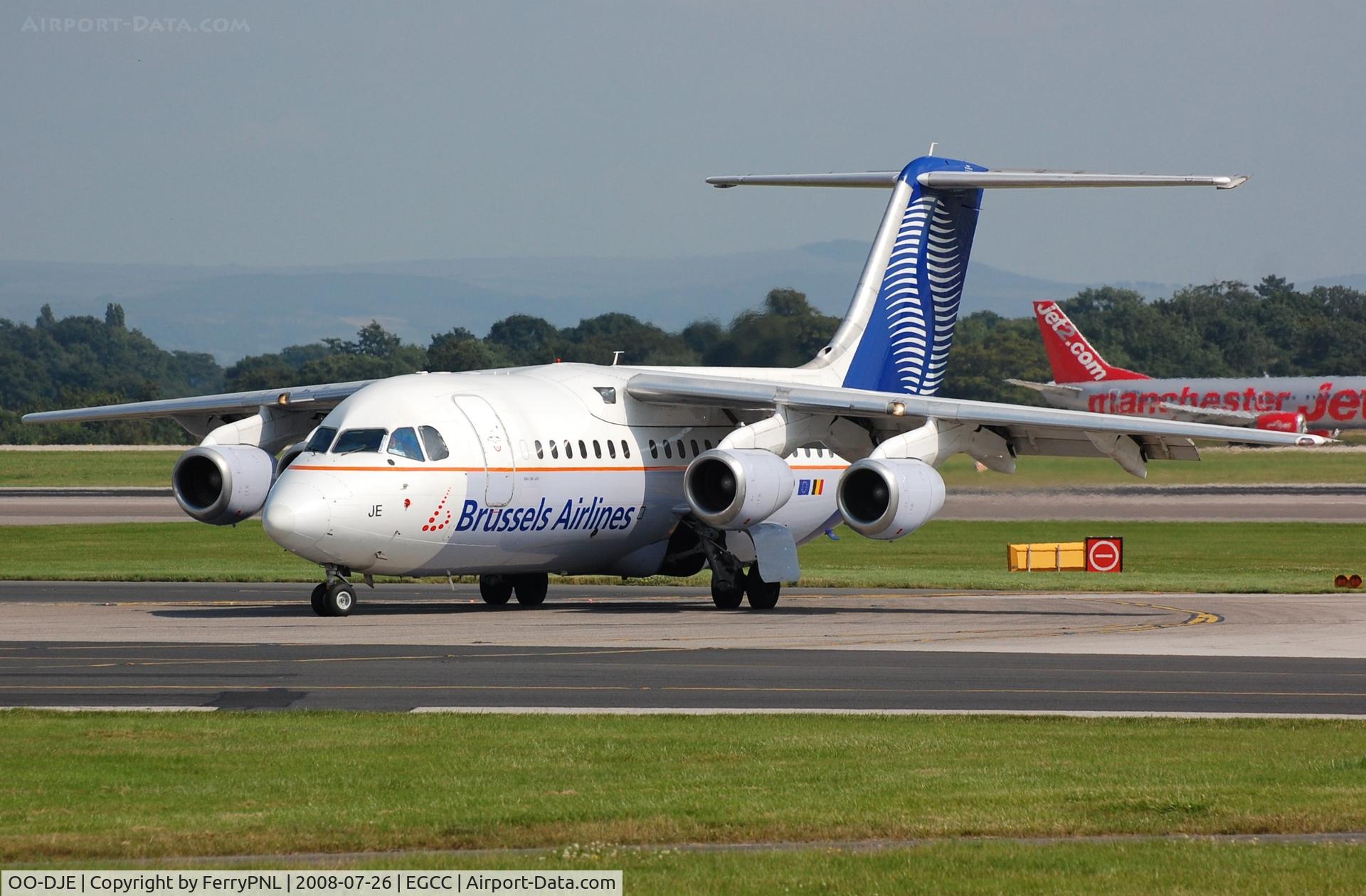 OO-DJE, 1990 British Aerospace BAe.146-200 C/N E2164, Brussels Airlines BAe146 arriving in MAN