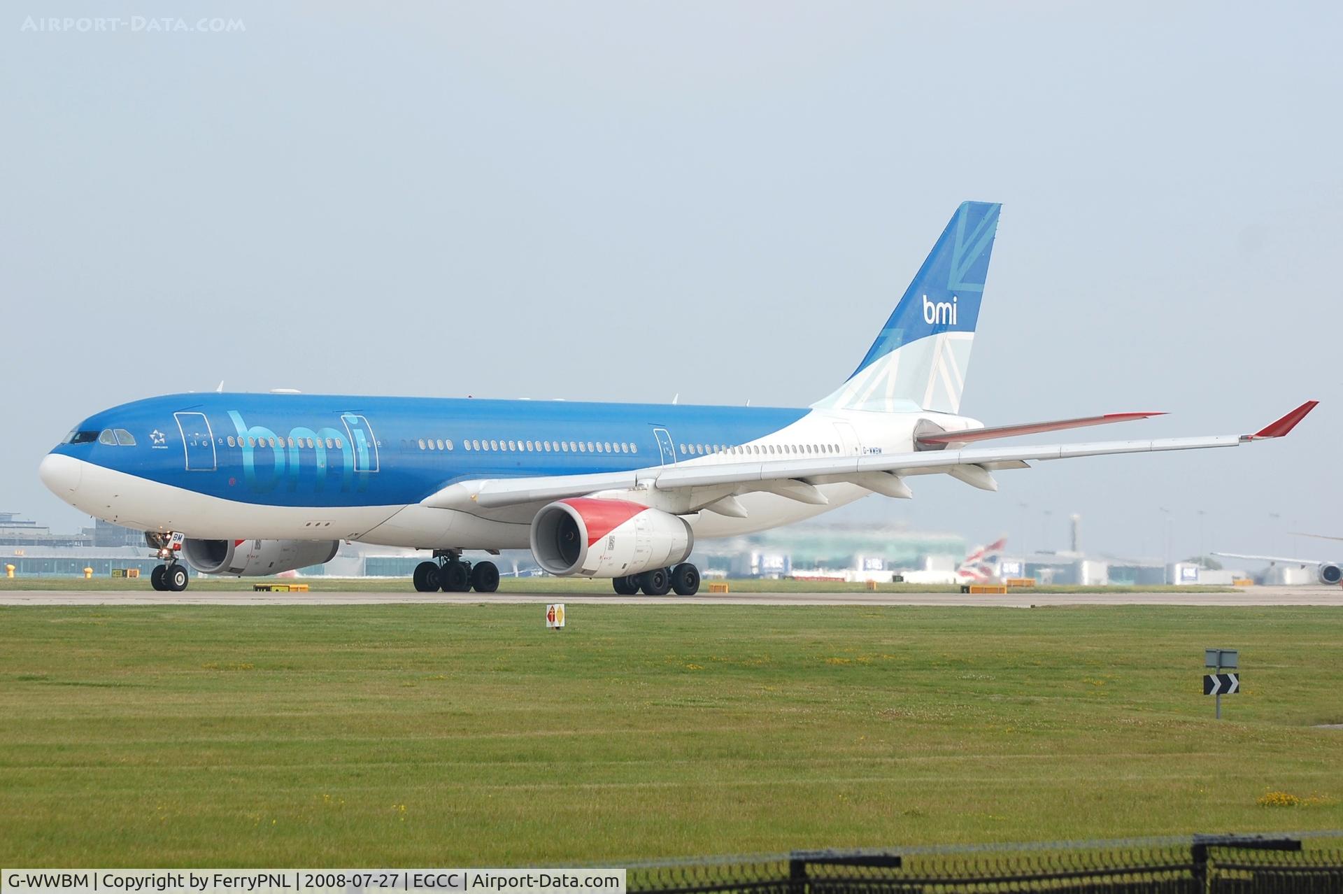 G-WWBM, 2001 Airbus A330-243 C/N 398, BMI A332 lined-up for departure
