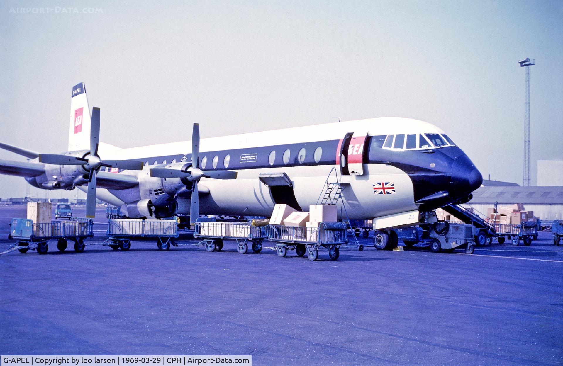 G-APEL, 1961 Vickers V953C Merchantman C/N 715, Copenhagen 29.3.1969