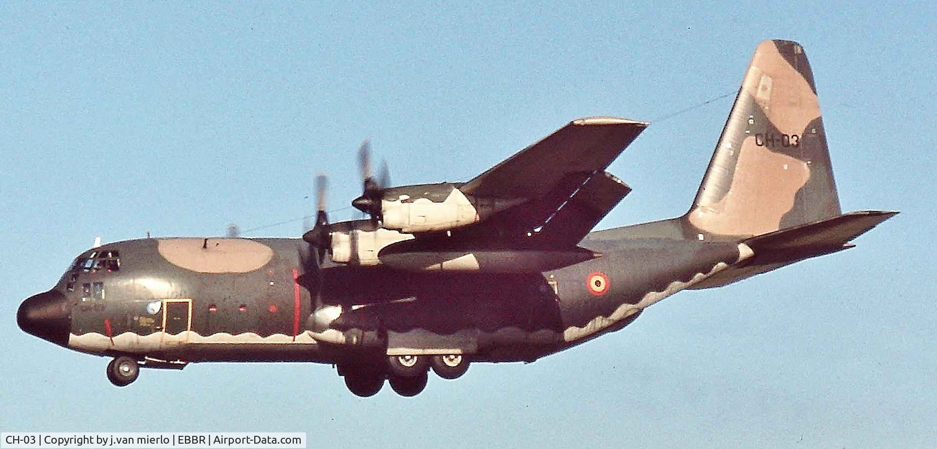 CH-03, 1972 Lockheed C-130H Hercules C/N 382-4461, Landing at Brussels, 25L