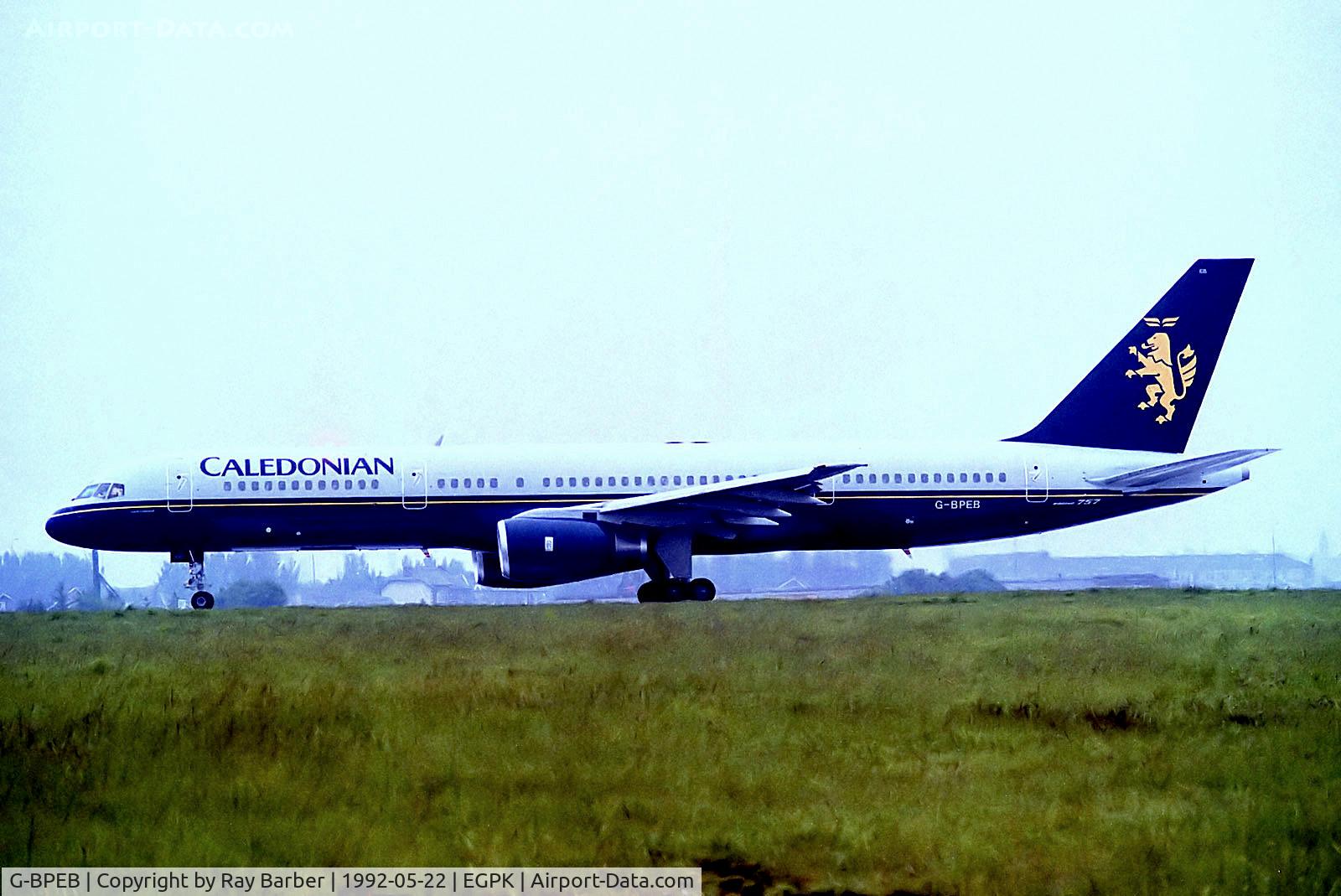 G-BPEB, 1989 Boeing 757-236 C/N 24371, G-BPEB   Boeing 757-236 [24371] (Caledonian Airways) Glasgow-Prestwick~G 22/05/1992