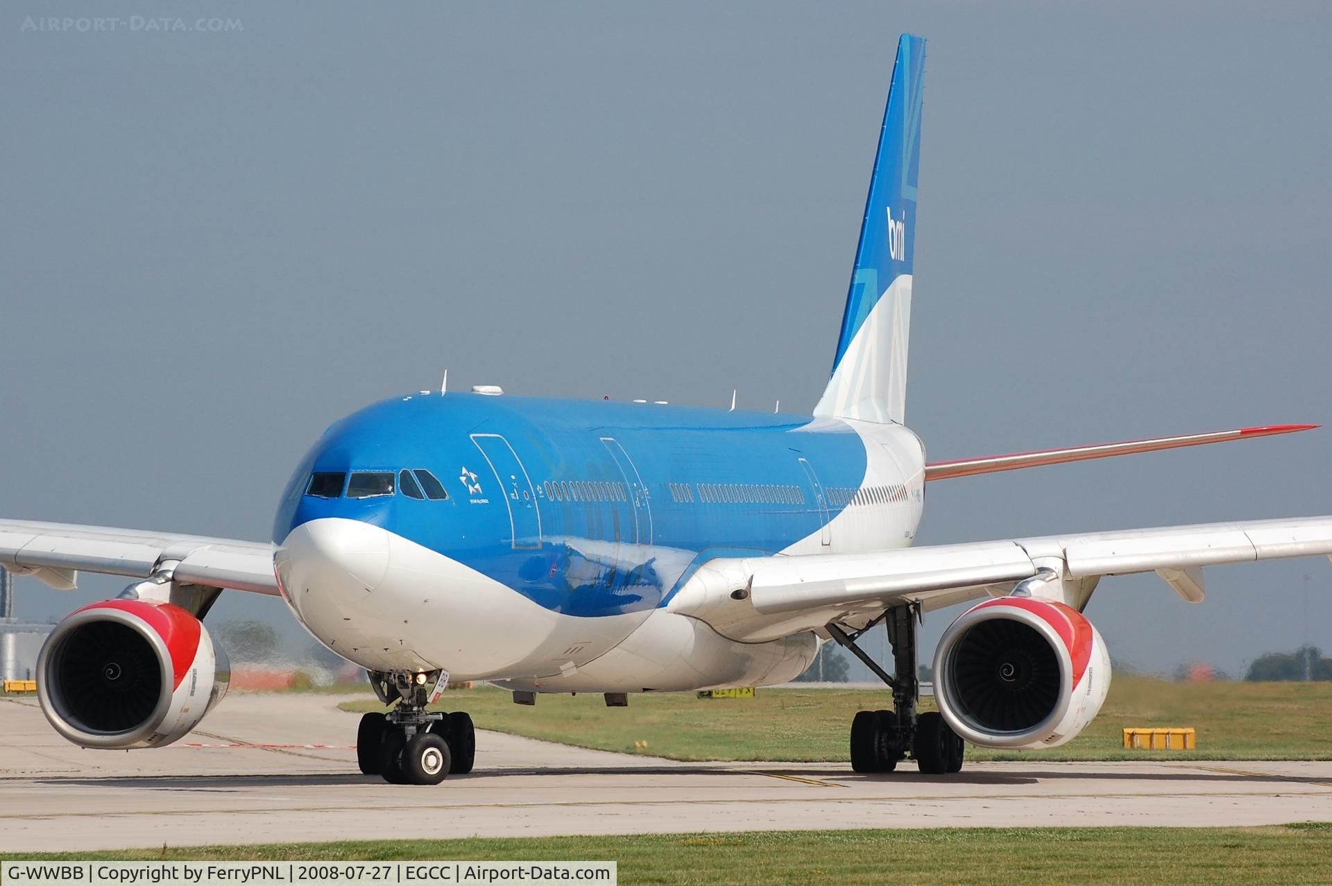 G-WWBB, 2001 Airbus A330-243 C/N 404, BMI A332 lining-up in MAN.