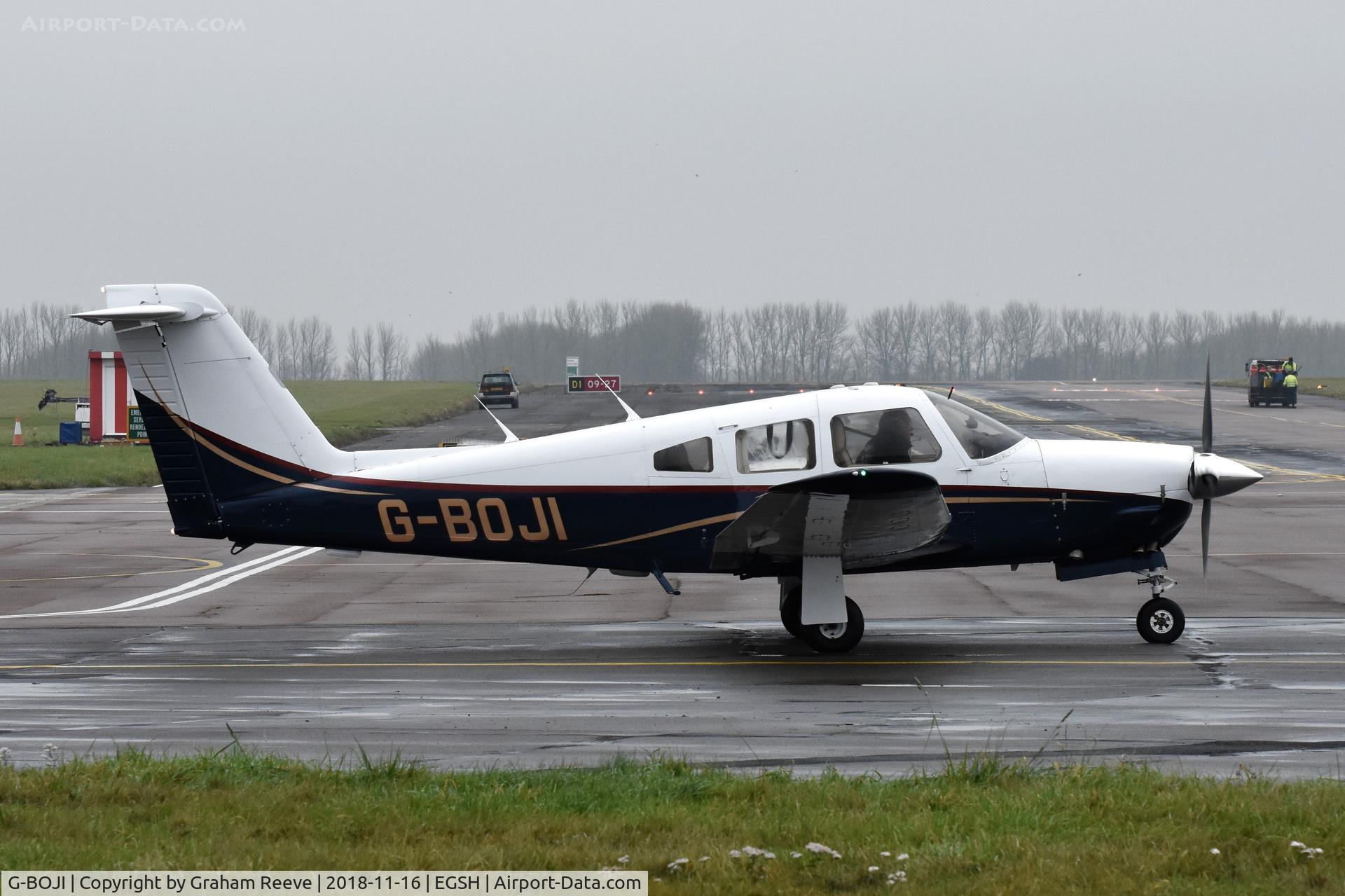 G-BOJI, 1979 Piper PA-28RT-201 Arrow IV C/N 28R-7918221, Departing from Norwich.
