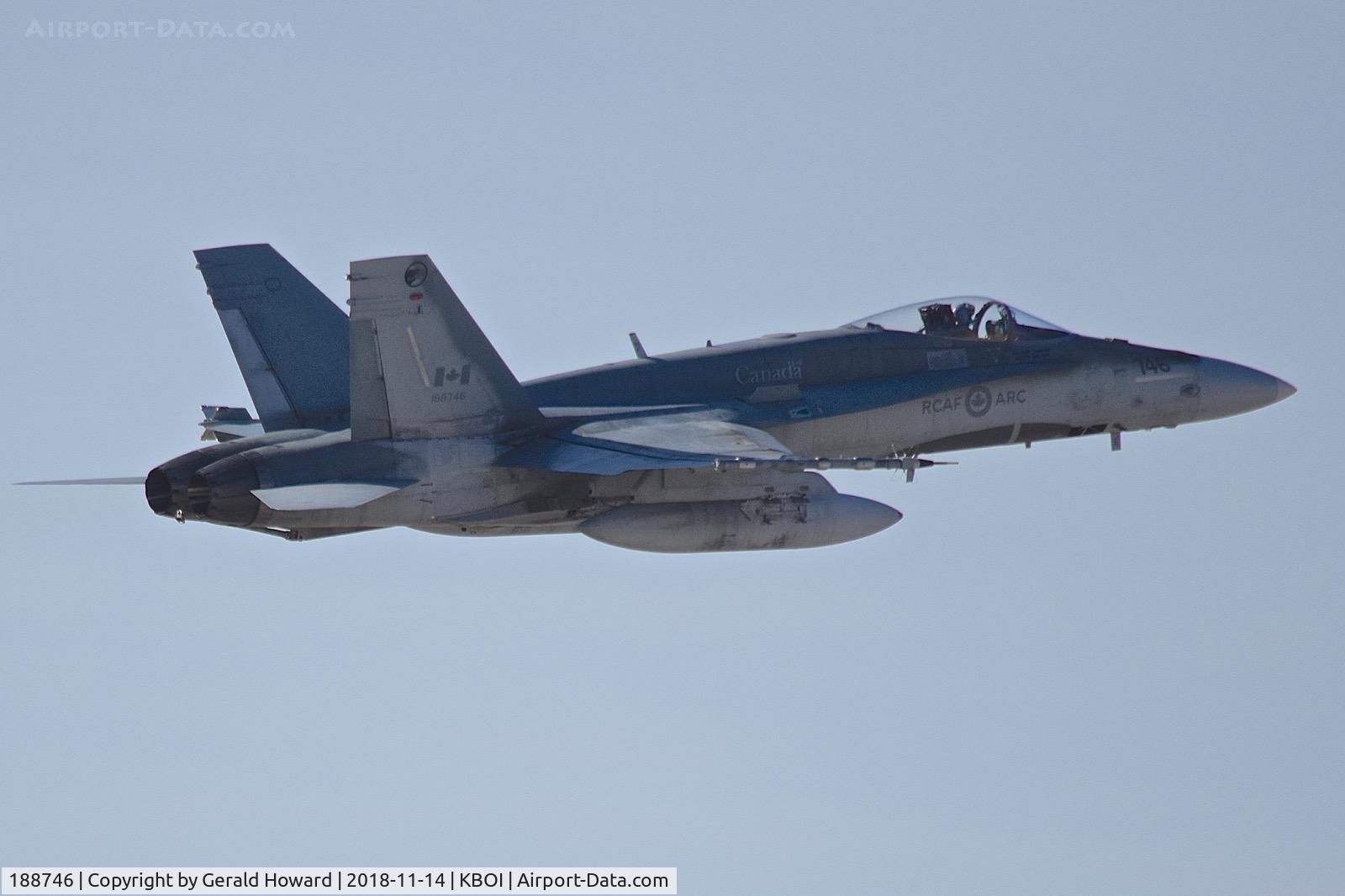 188746, McDonnell Douglas CF-188A Hornet C/N 0329/A273, Departing BOI.  No. 9 Squadron, CB Cold Lake, Alberta, Canada.