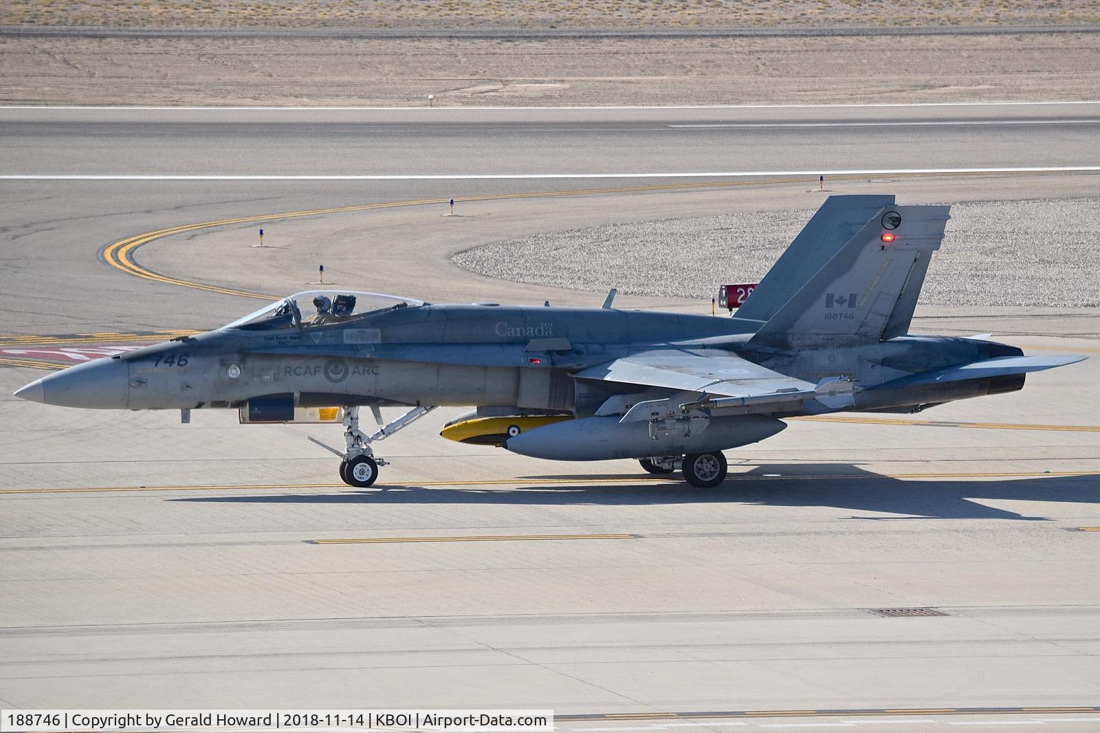 188746, McDonnell Douglas CF-188A Hornet C/N 0329/A273, taxiing on Alpha.  No. 9 Squadron, CB Cold Lake, Alberta, Canada.
