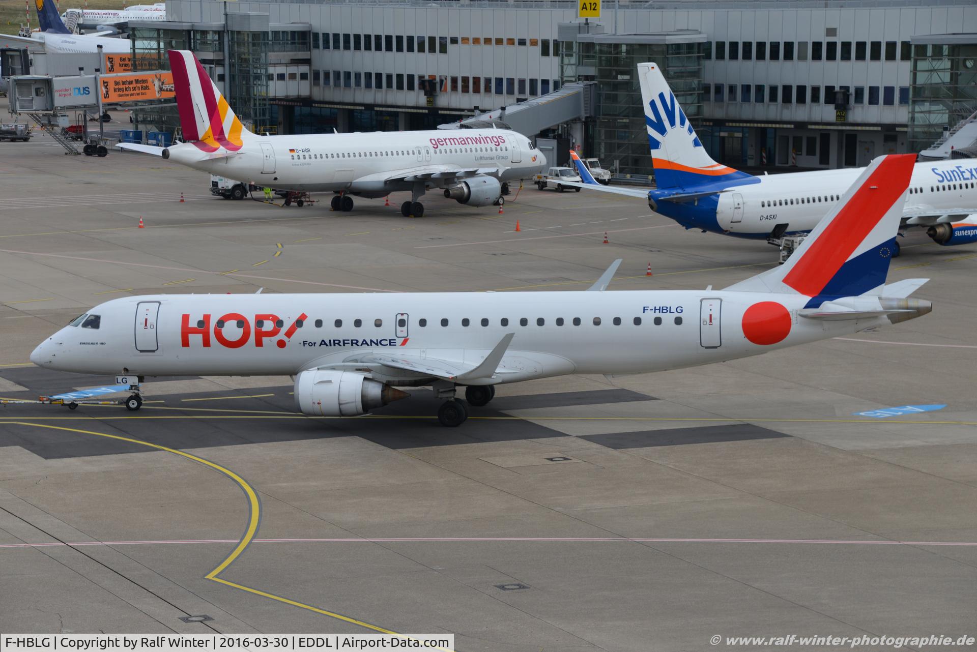 F-HBLG, 2009 Embraer 190LR (ERJ-190-100LR) C/N 19000254, Embraer ERJ-190STD 190-100 - A5 HOP HOP! - 19000254 - F-HBLG - 30.03.2016 - DUS