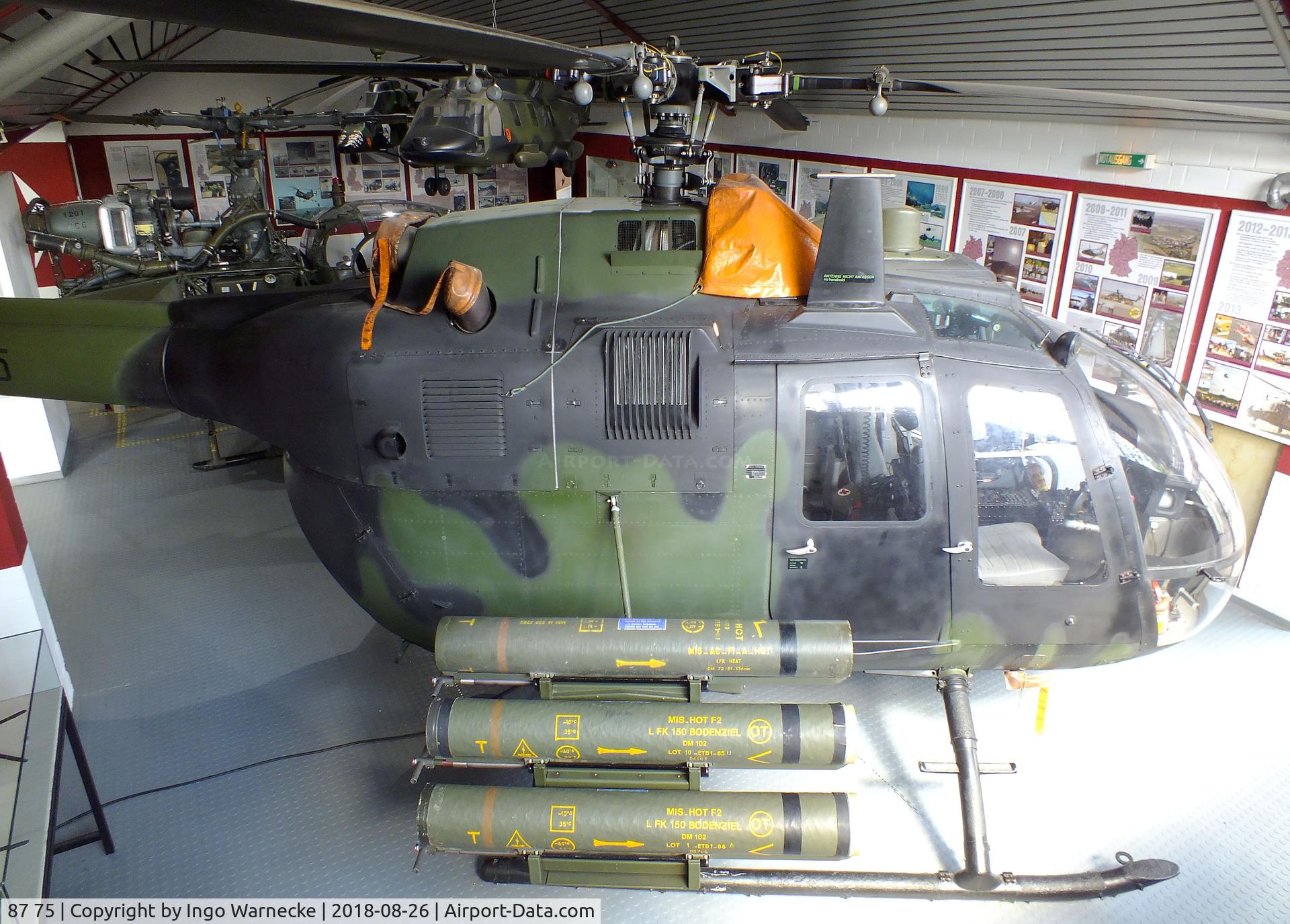 87 75, MBB Bo.105P C/N 6175, MBB Bo 105P PAH-1 at the Hubschraubermuseum (helicopter museum), Bückeburg
