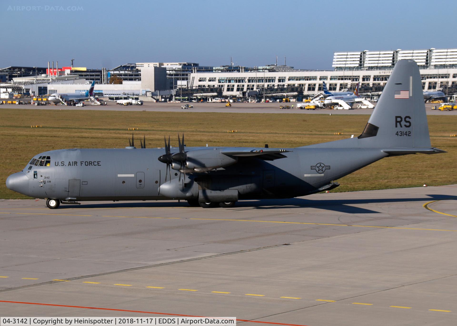 04-3142, 2004 Lockheed Martin C-130J-30 Super Hercules C/N 382-5558, 04-3142 (HKY717) at Stuttgart Airport.